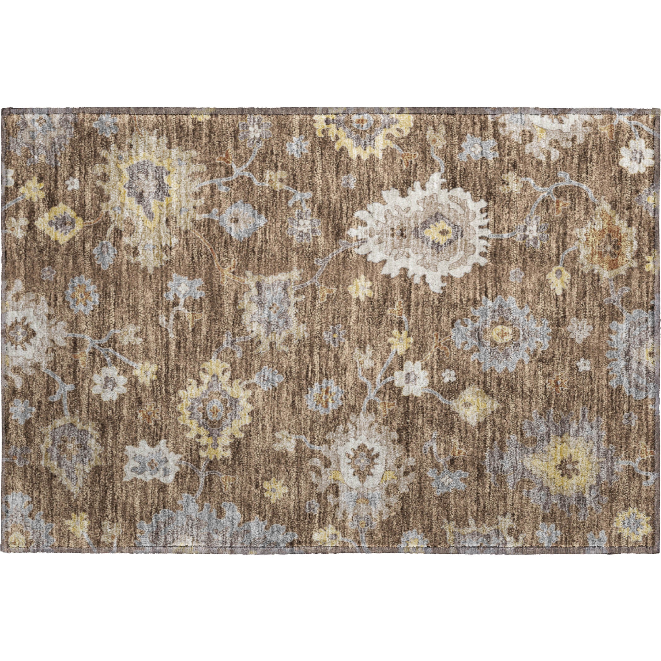 Tallinn Machine Washable Traditional Chocolate Brown Rug 1'8" x 2'6" #shape_Rectangle