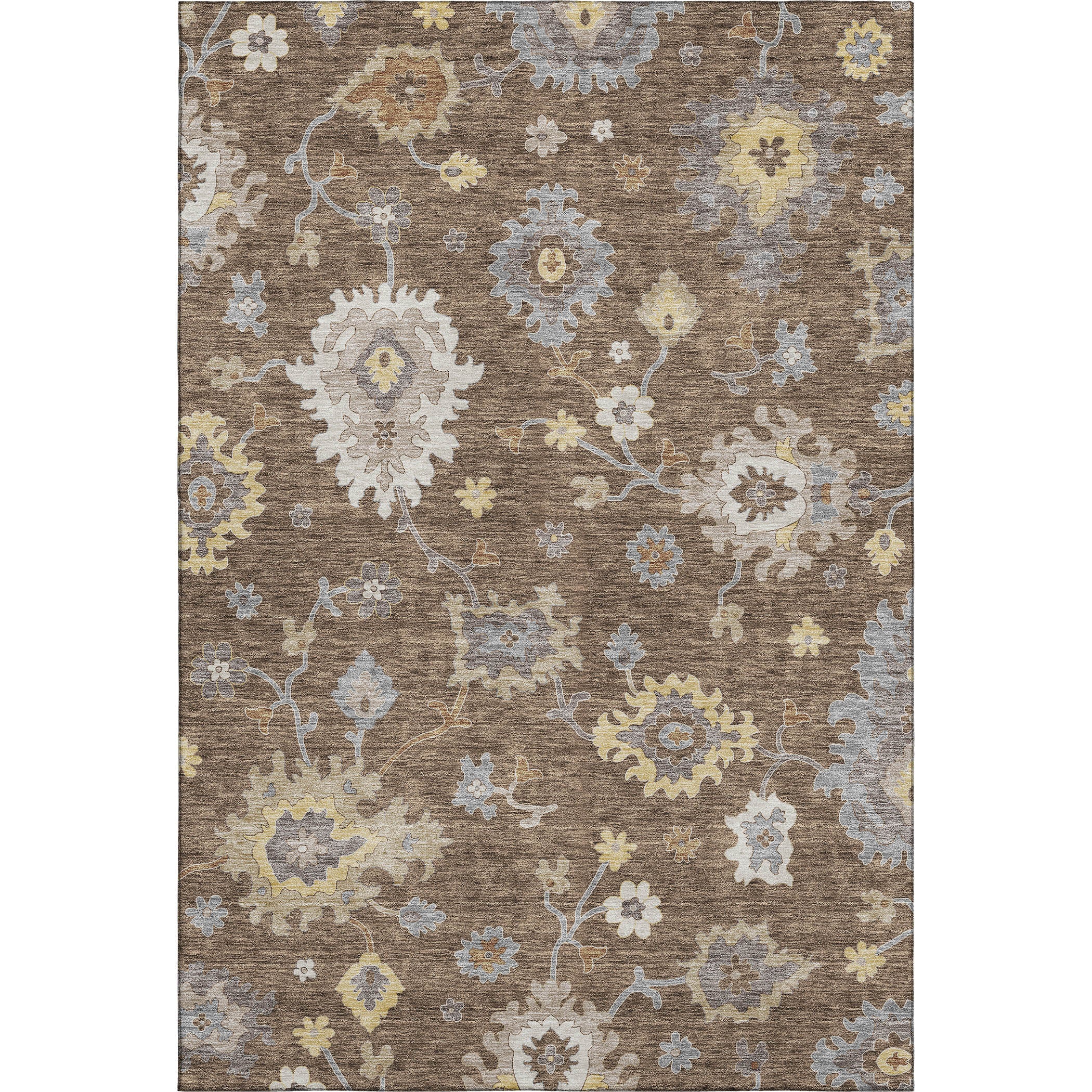 Tallinn Machine Washable Traditional Chocolate Brown Rug 2'6" x 3'10" #shape_Rectangle