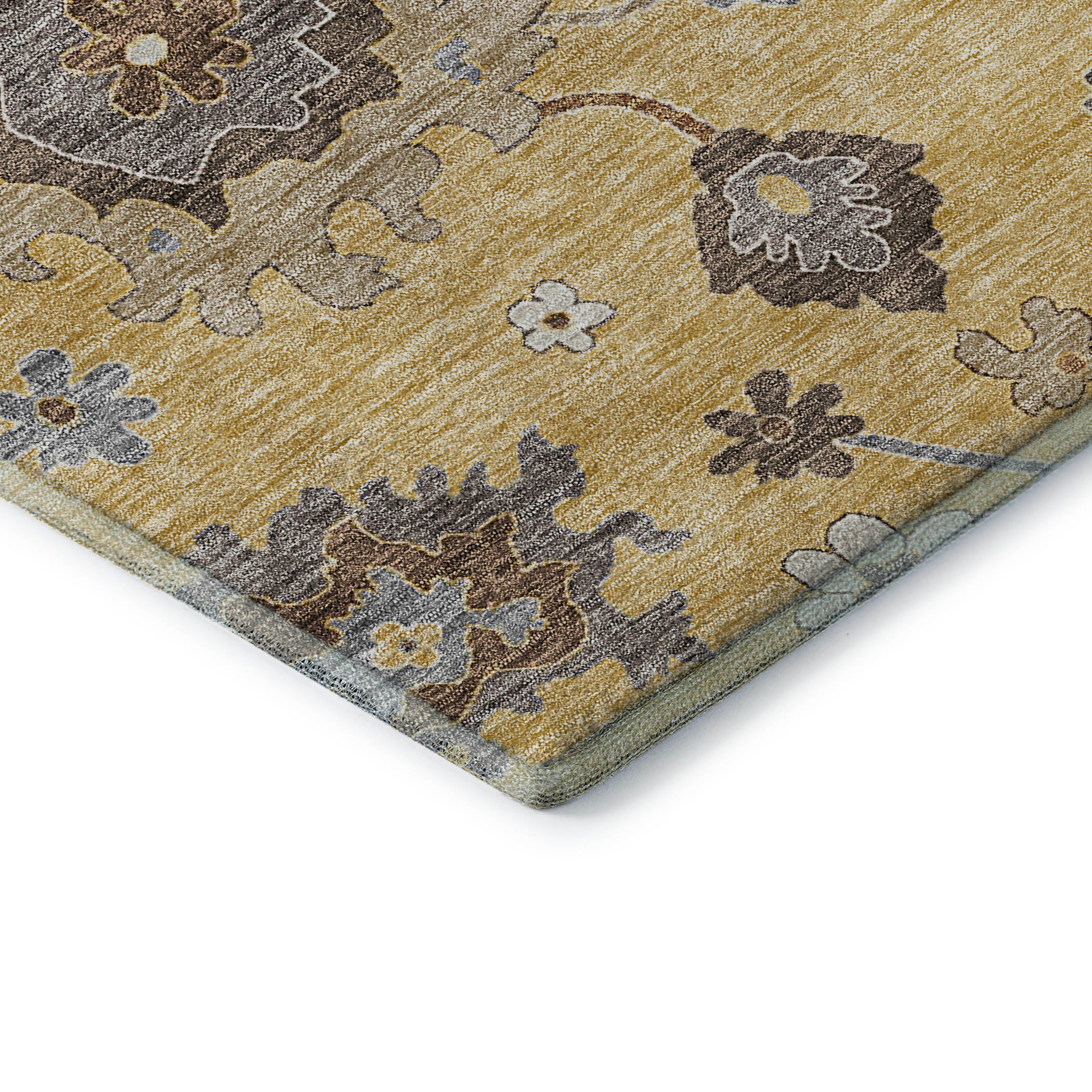 Tallinn Machine Washable Traditional Gold Rug 1'8" x 2'6" #shape_Rectangle