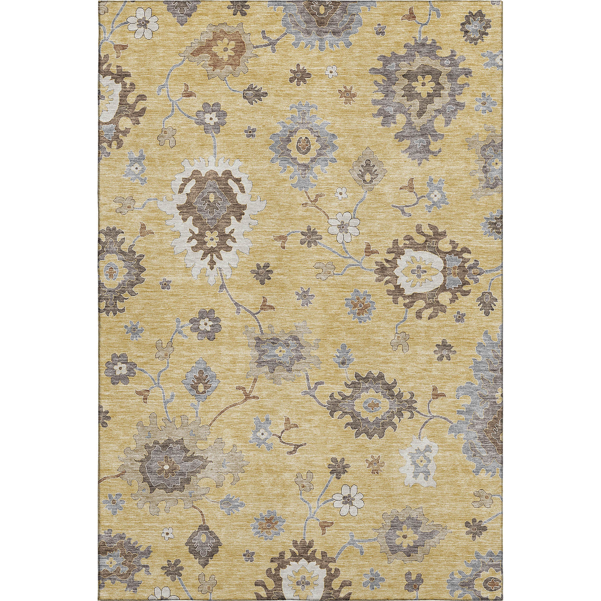 Tallinn Machine Washable Traditional Gold Rug 2'6" x 3'10" #shape_Rectangle