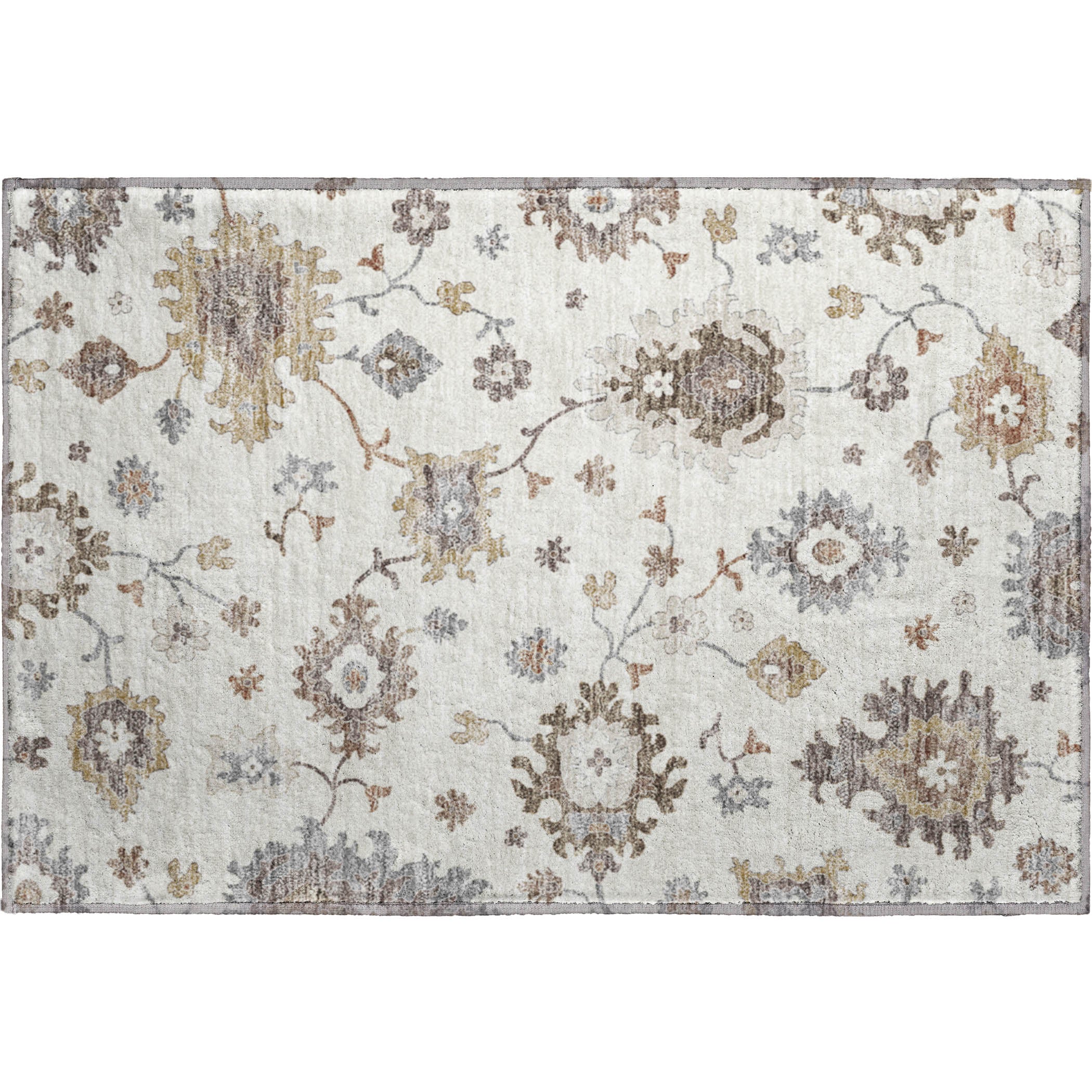 Tallinn Machine Washable Traditional Ivory Rug 1'8" x 2'6" #shape_Rectangle
