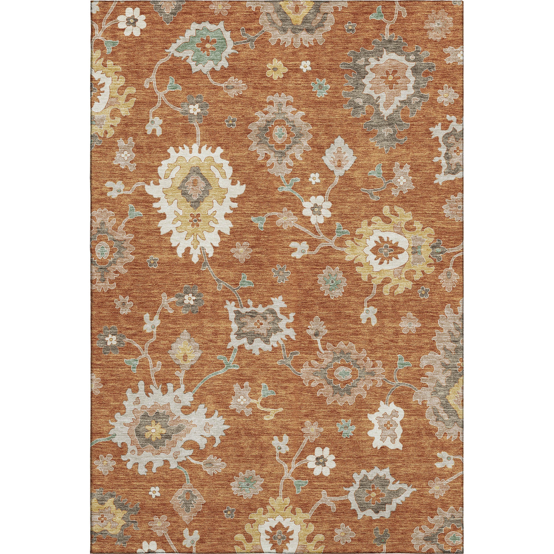 Tallinn Machine Washable Traditional Paprika Orange Rug 2'6" x 3'10" #shape_Rectangle