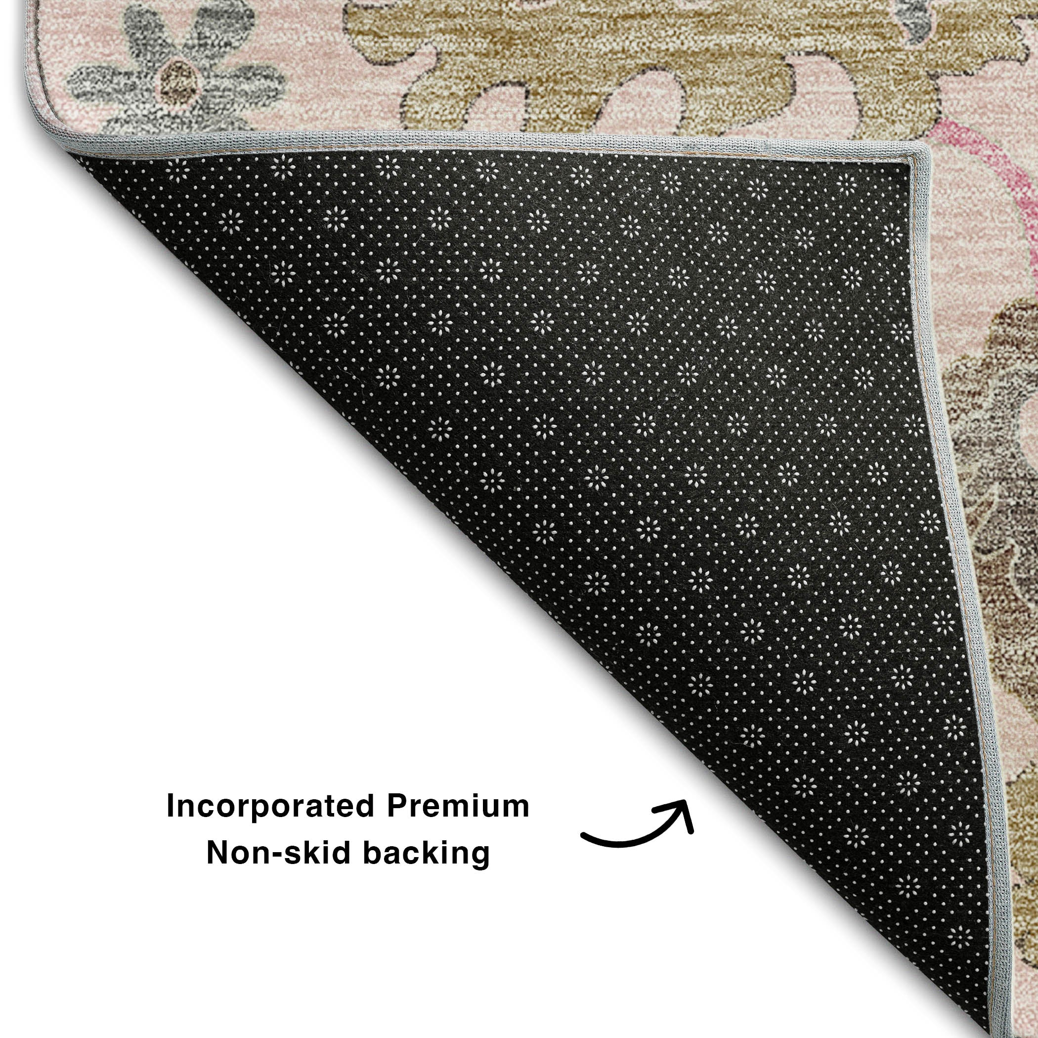 Tallinn Machine Washable Traditional Pink Rug 1'8" x 2'6" #shape_Rectangle