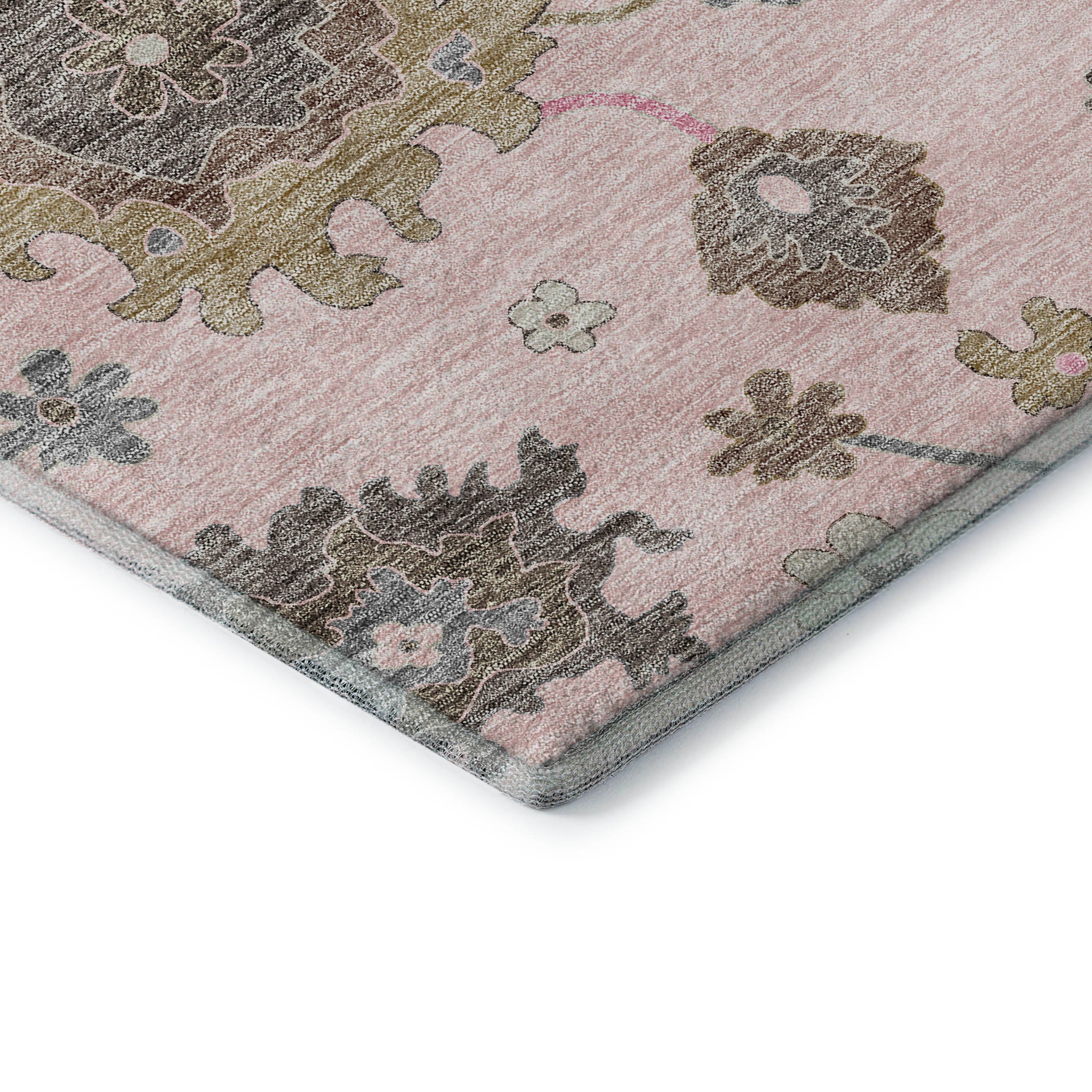 Tallinn Machine Washable Traditional Pink Rug 1'8" x 2'6" #shape_Rectangle