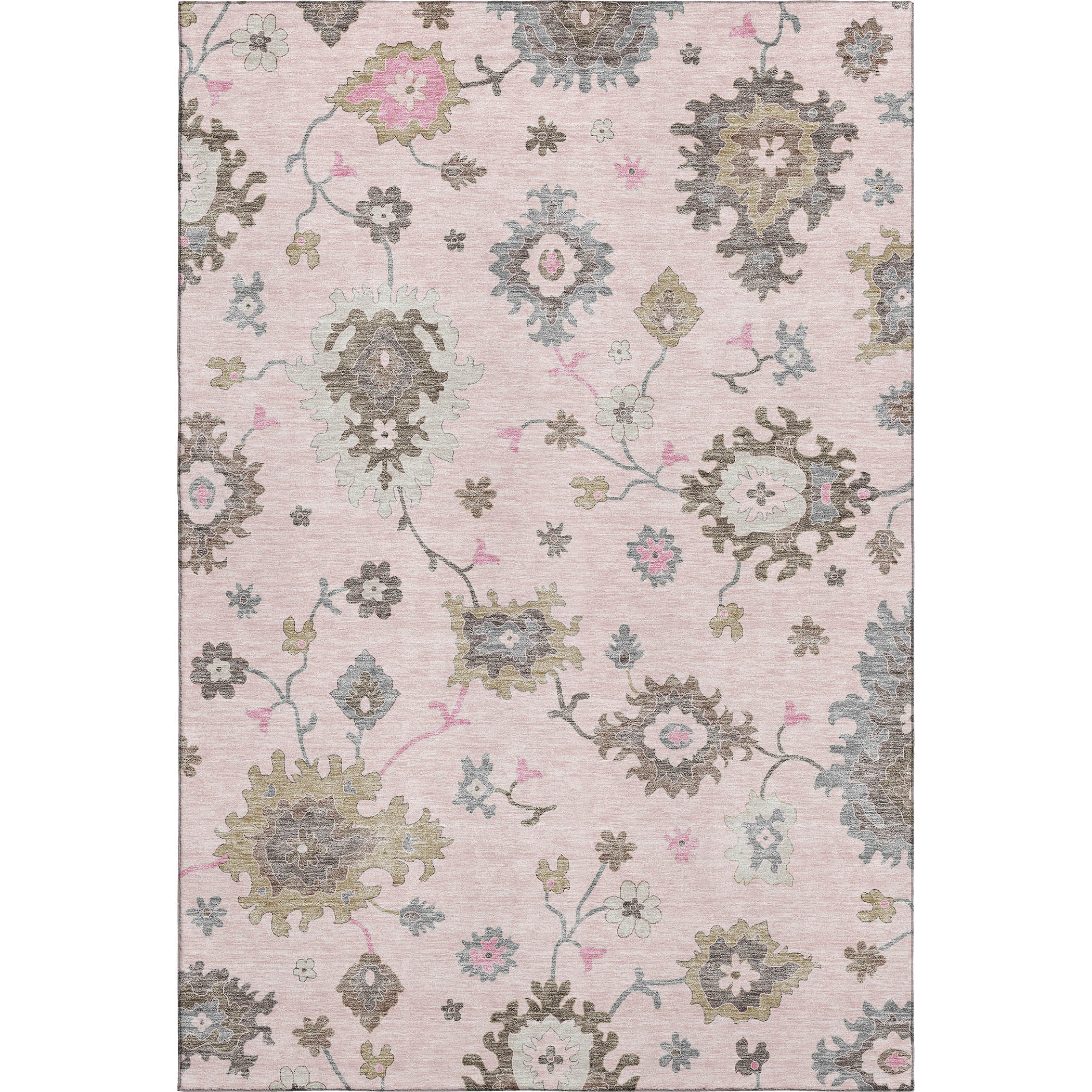 Tallinn Machine Washable Traditional Pink Rug 2'6" x 3'10" #shape_Rectangle