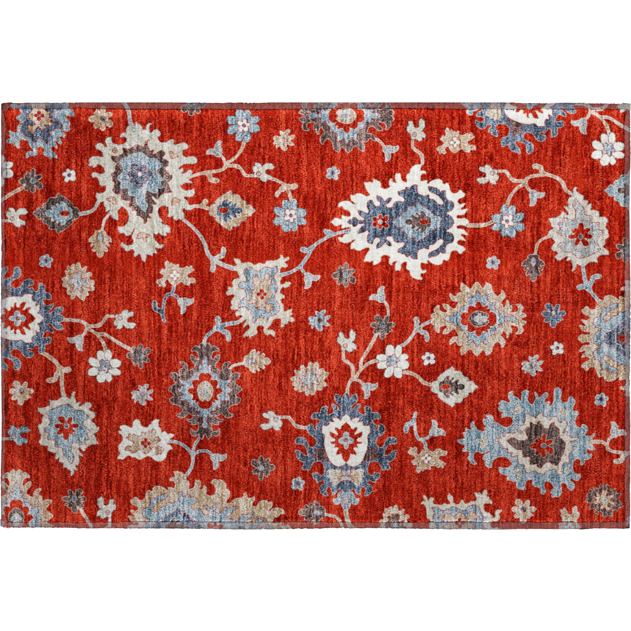 Tallinn Machine Washable Traditional Red Rug 1'8" x 2'6" #shape_Rectangle