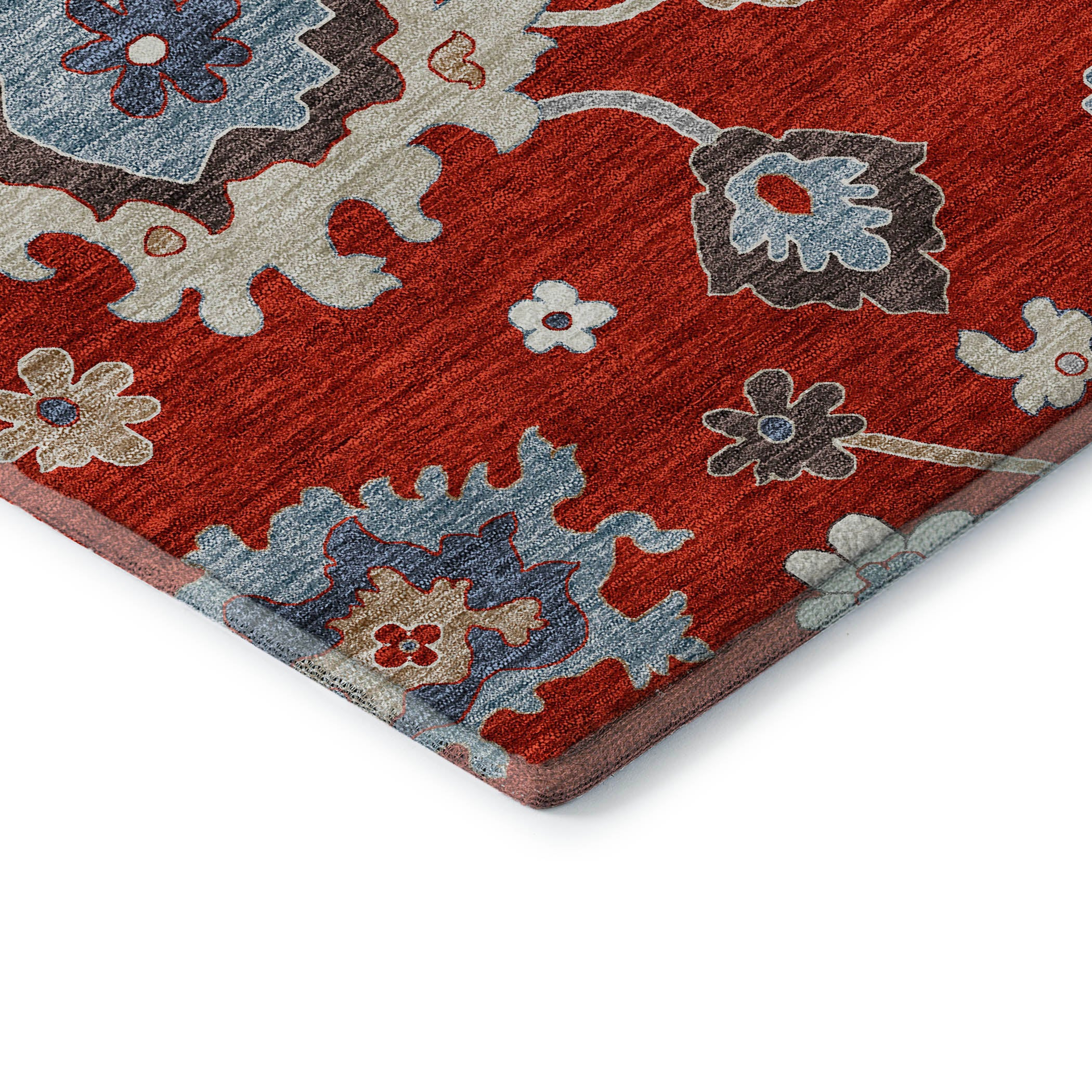 Tallinn Machine Washable Traditional Red Rug 1'8" x 2'6" #shape_Rectangle