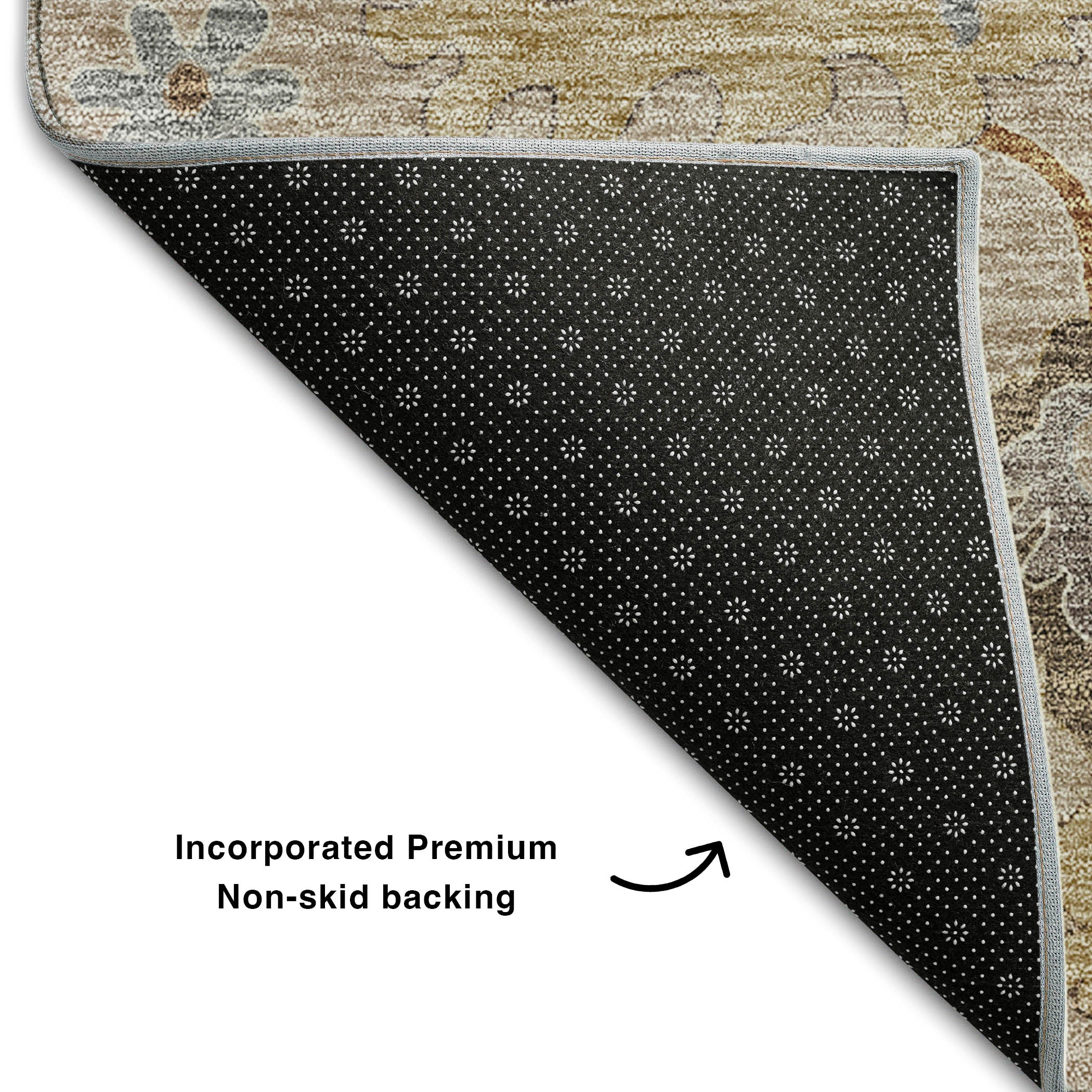 Tallinn Machine Washable Traditional Taupe Brown Rug 1'8" x 2'6" #shape_Rectangle