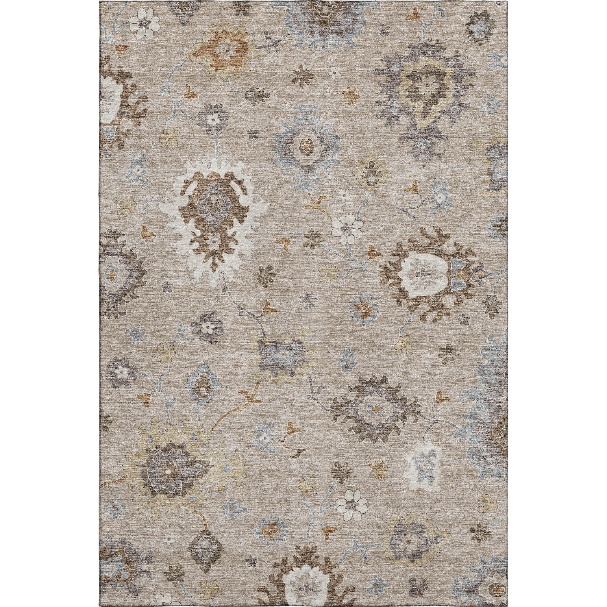 Tallinn Machine Washable Traditional Taupe Brown Rug 2'6" x 3'10" #shape_Rectangle