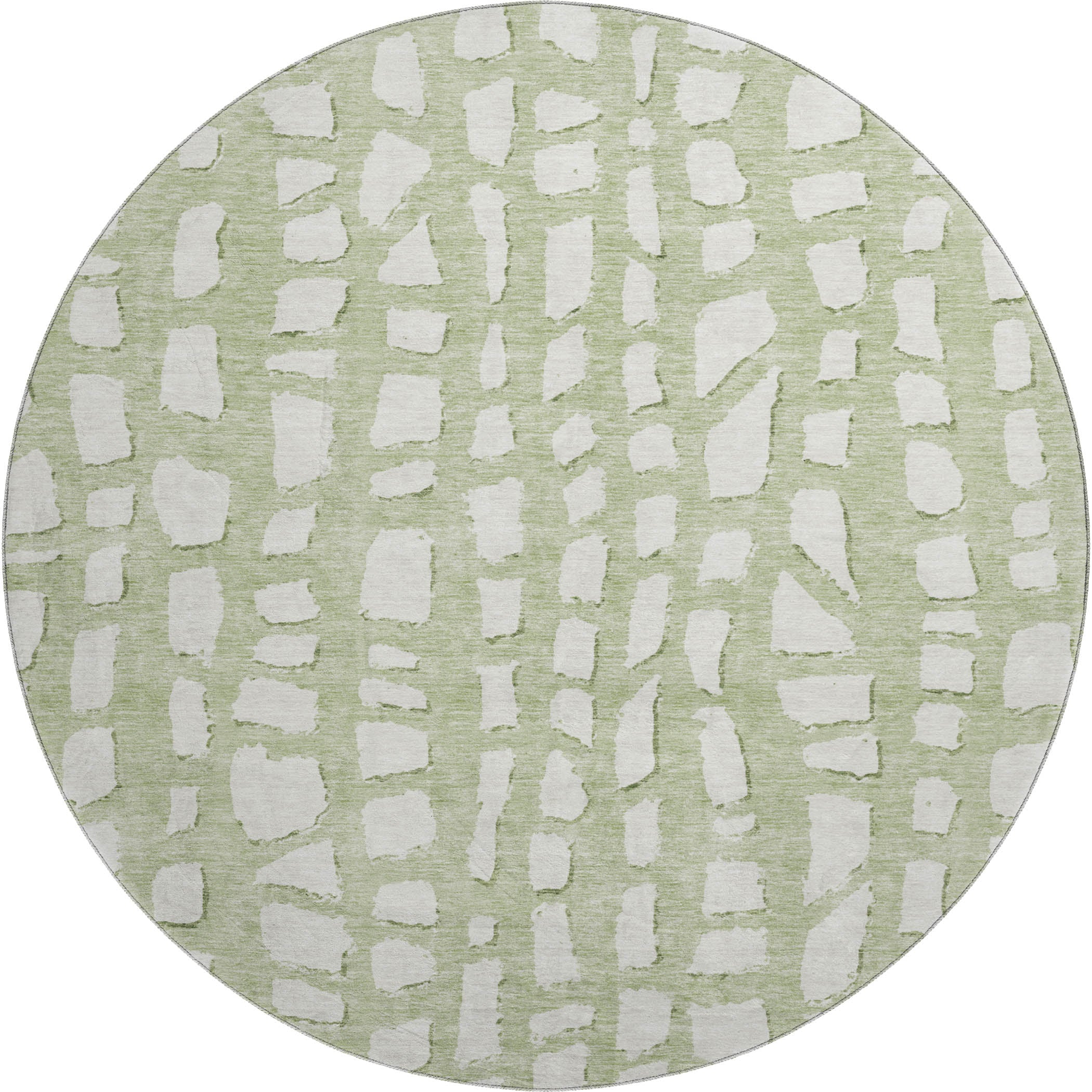 Zanzibar Machine Washable Transitional Aloe Green Rug 8' x 8' #shape_Round