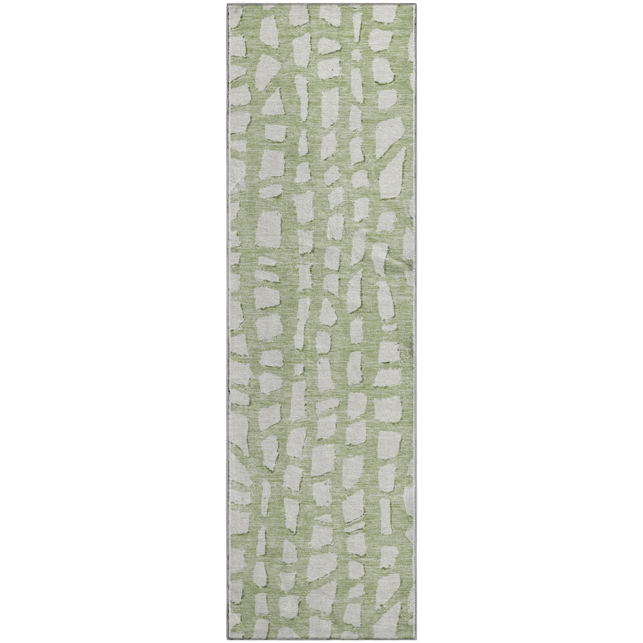 Zanzibar Machine Washable Transitional Aloe Green Rug 2'3" x 7'6" #shape_Runner