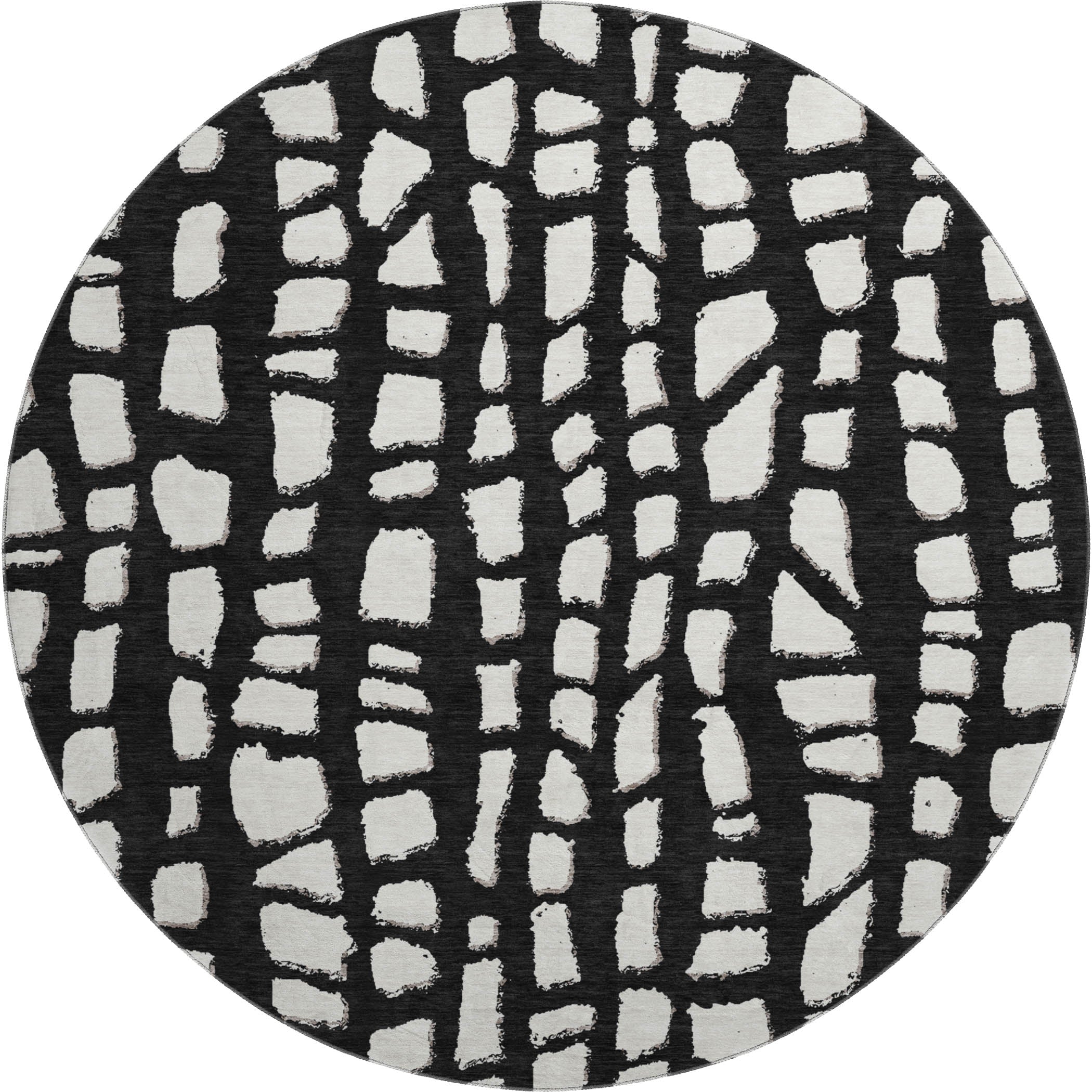 Zanzibar Machine Washable Transitional Black Rug 8' x 8' #shape_Round