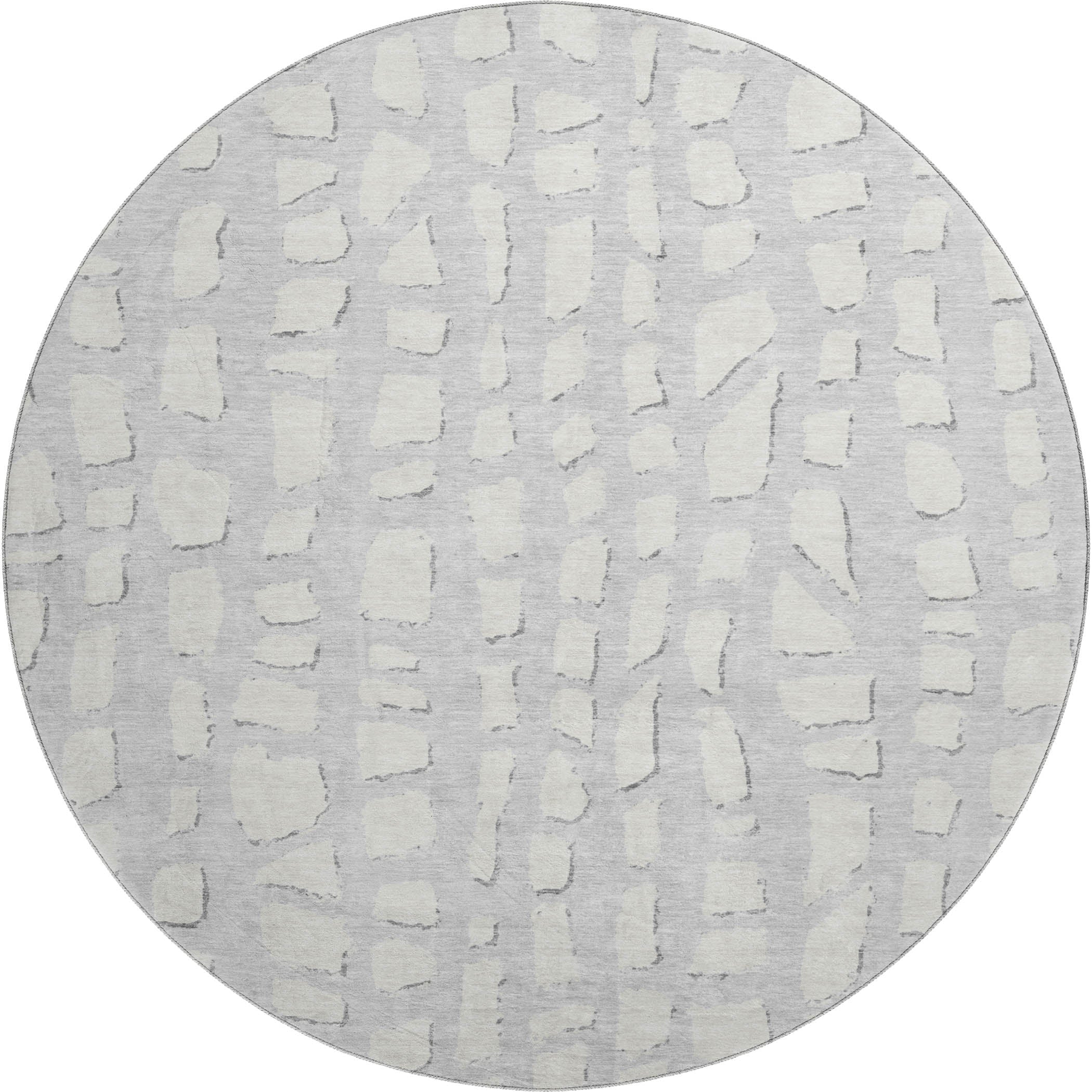Zanzibar Machine Washable Transitional Silver Gray Rug 8' x 8' #shape_Round