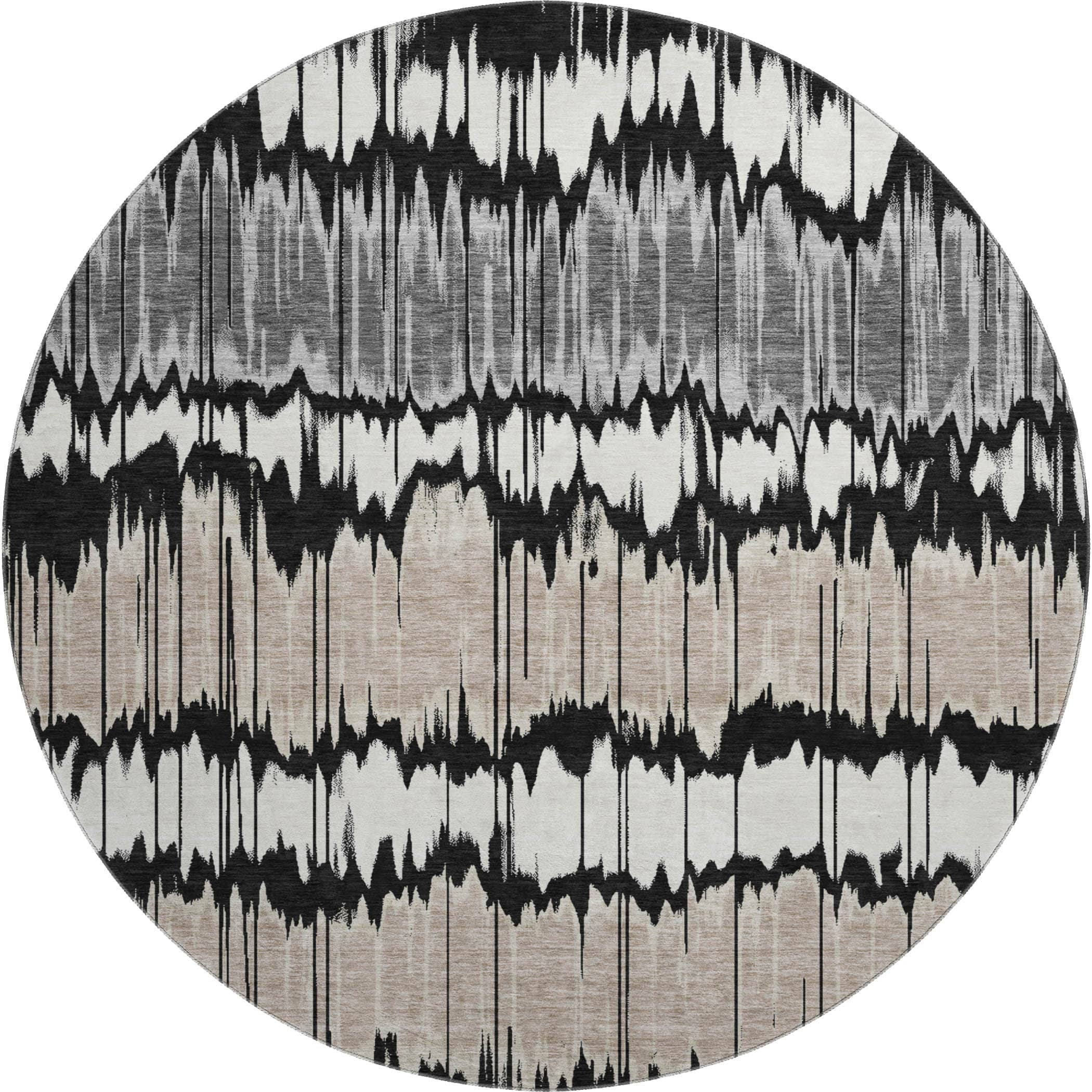 Kathmandu Machine Washable Transitional Black Rug 8' x 8' #shape_Round