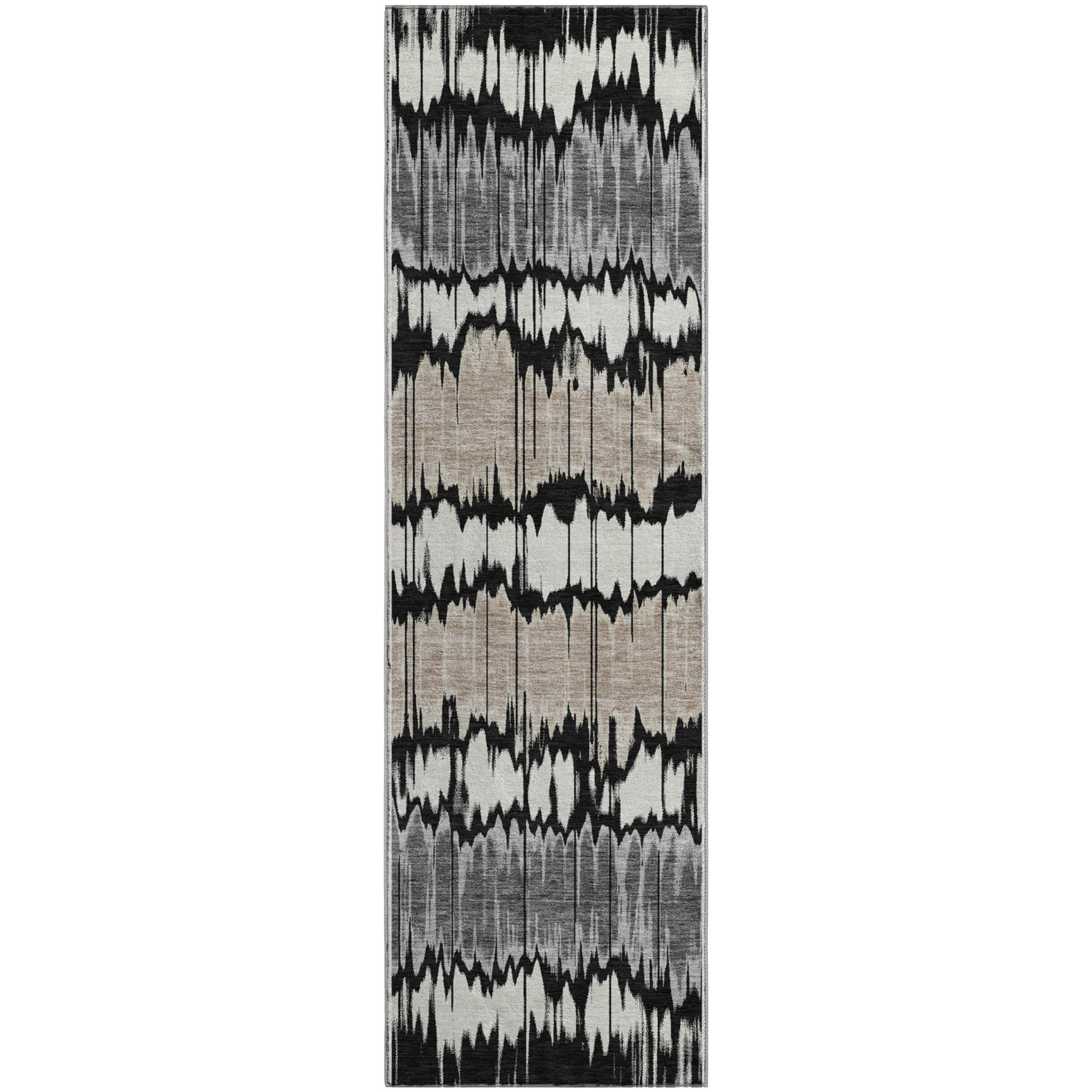 Kathmandu Machine Washable Transitional Black Rug 2'3" x 7'6" #shape_Runner