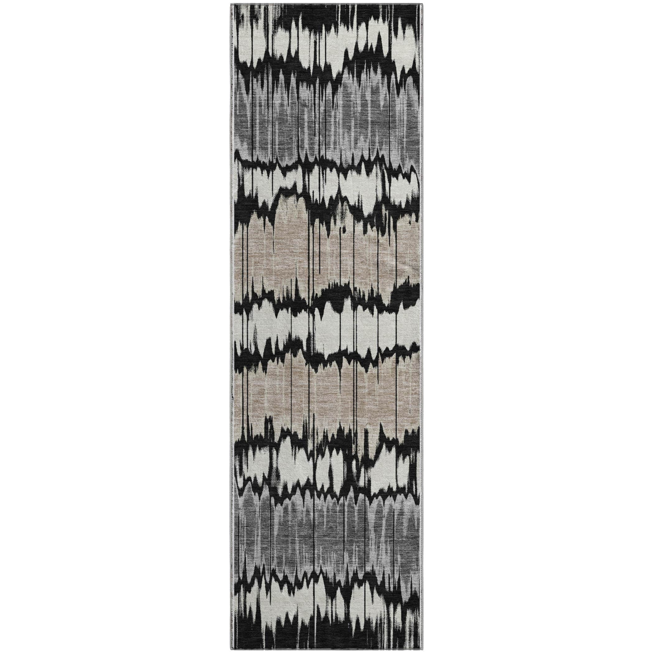 Kathmandu Machine Washable Transitional Black Rug 2'3" x 7'6" #shape_Runner