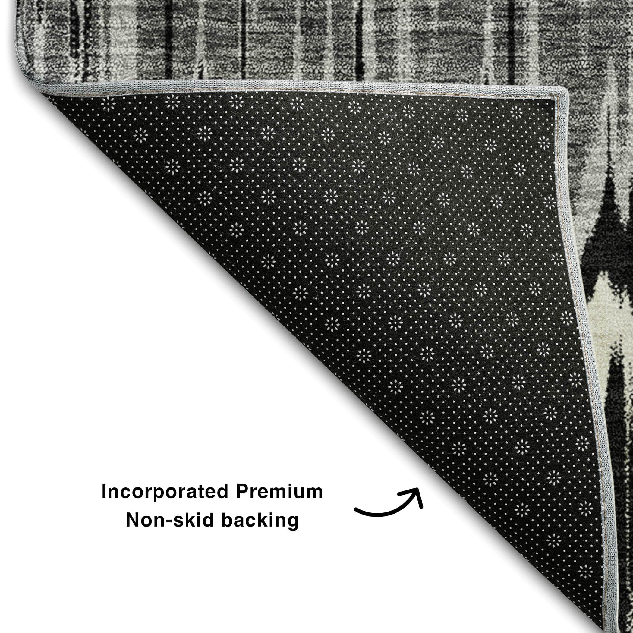 Kathmandu Machine Washable Transitional Black Rug 1'8" x 2'6" #shape_Rectangle