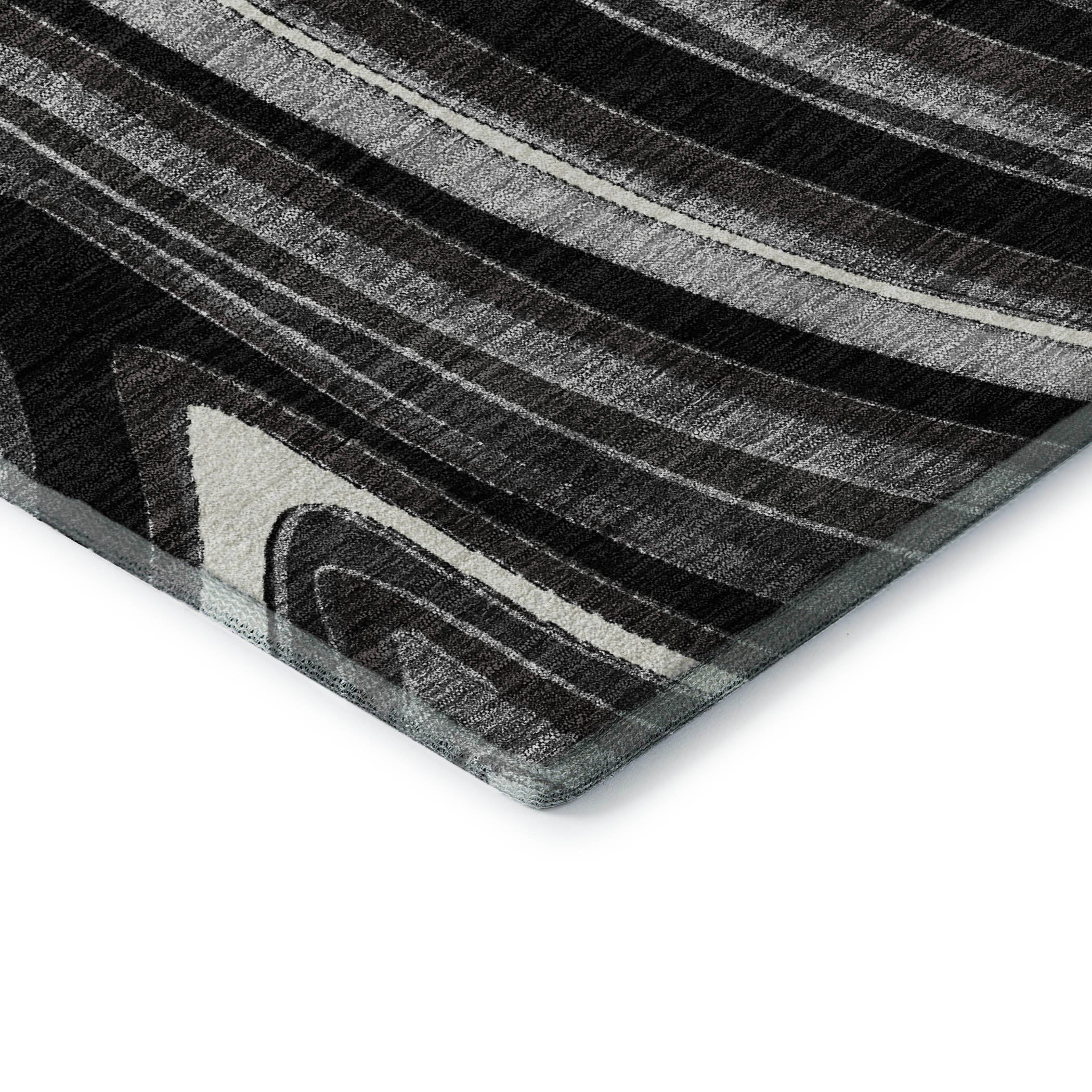 Zanzibar Machine Washable Transitional Black Rug 1'8" x 2'6" #shape_Rectangle