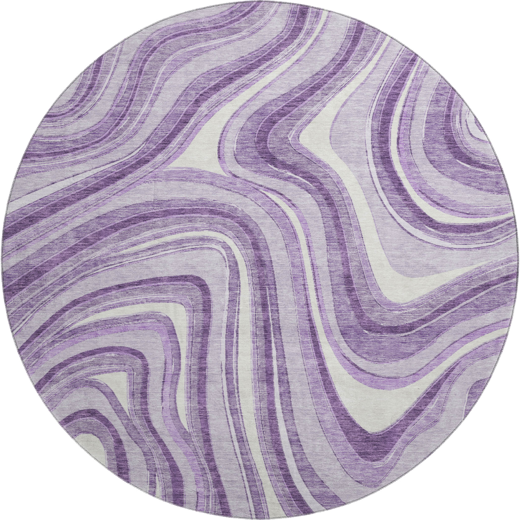 Zanzibar Machine Washable Transitional Lavender Purple Rug 8' x 8' #shape_Round