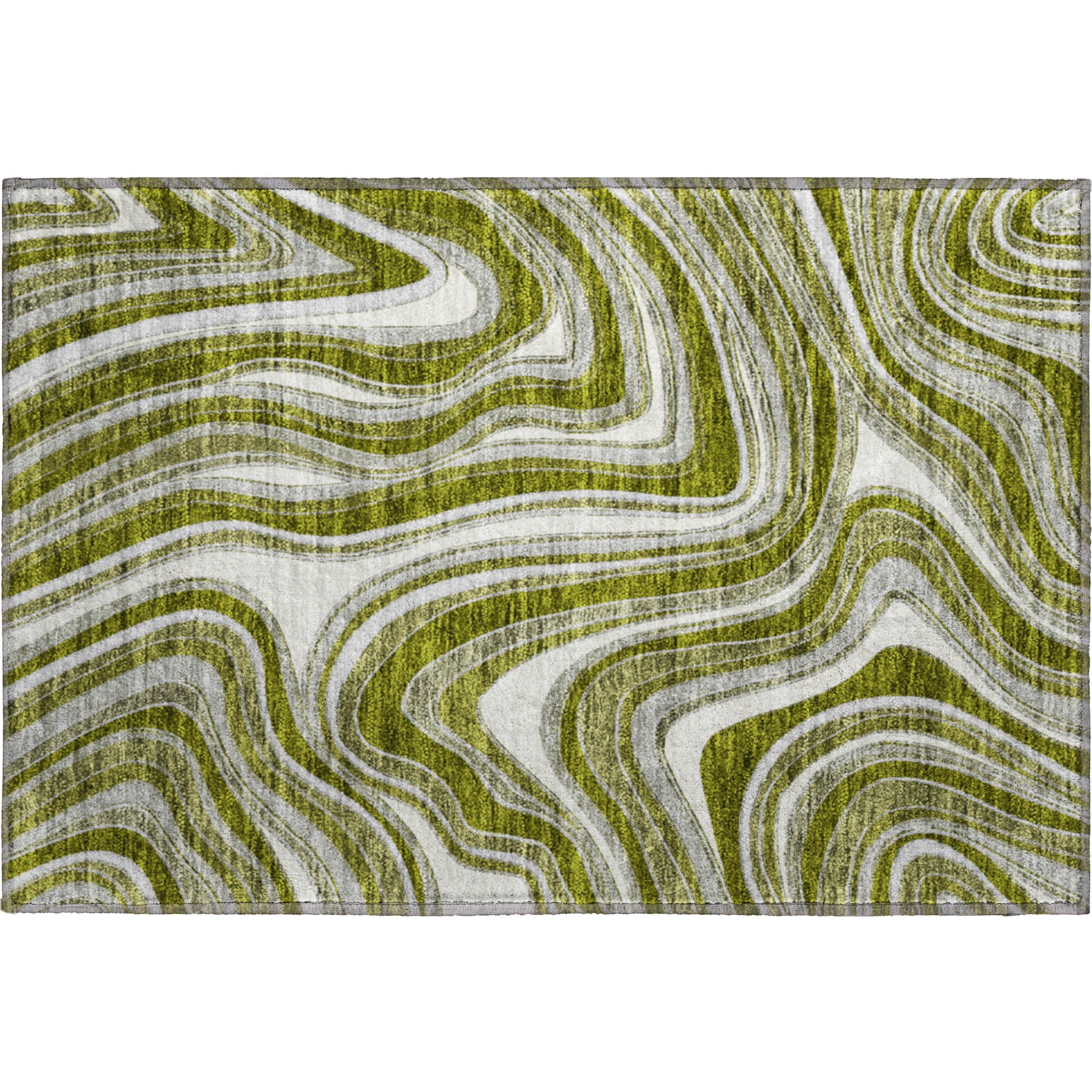 Zanzibar Machine Washable Transitional Olive Green Rug 1'8" x 2'6" #shape_Rectangle