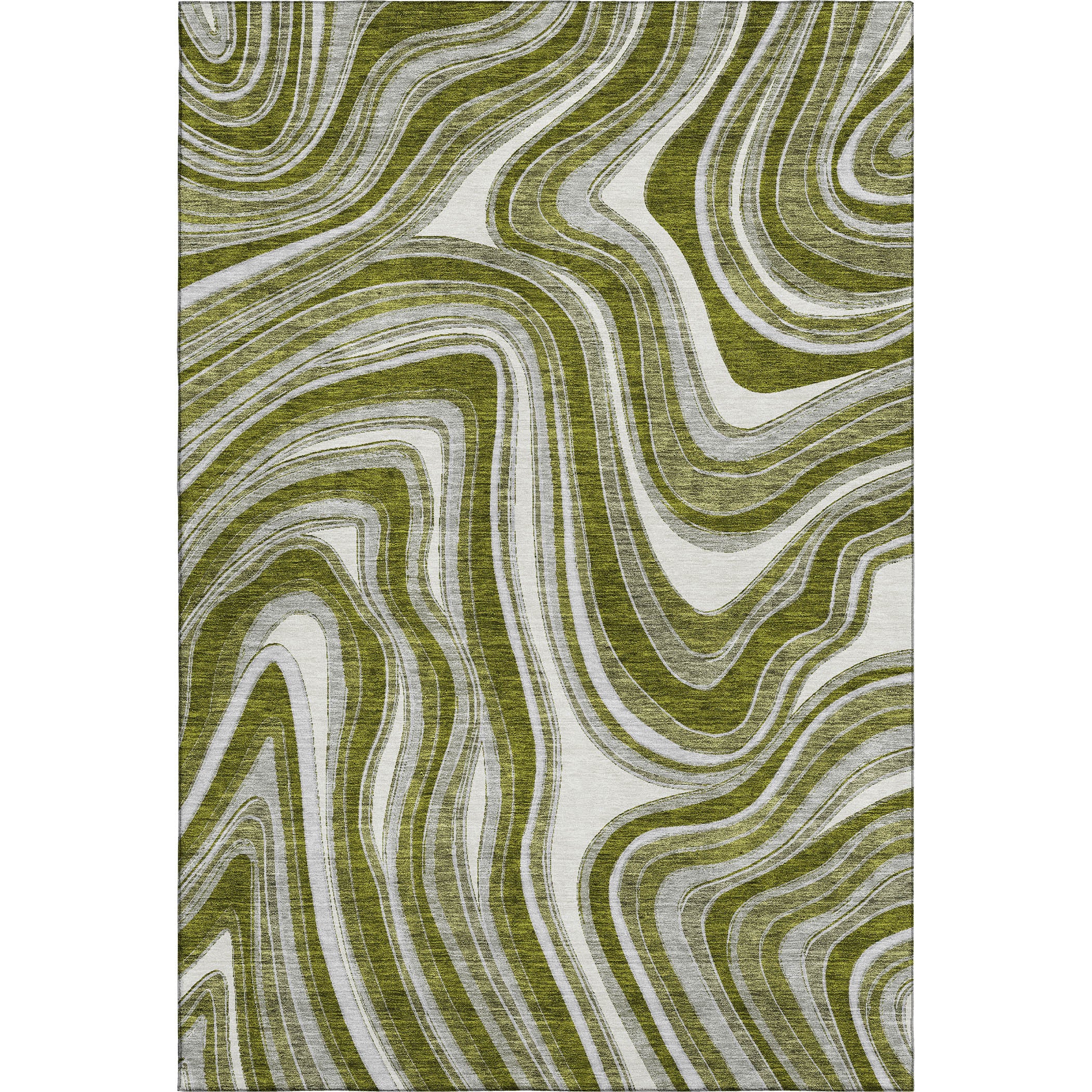 Zanzibar Machine Washable Transitional Olive Green Rug 2'6" x 3'10" #shape_Rectangle