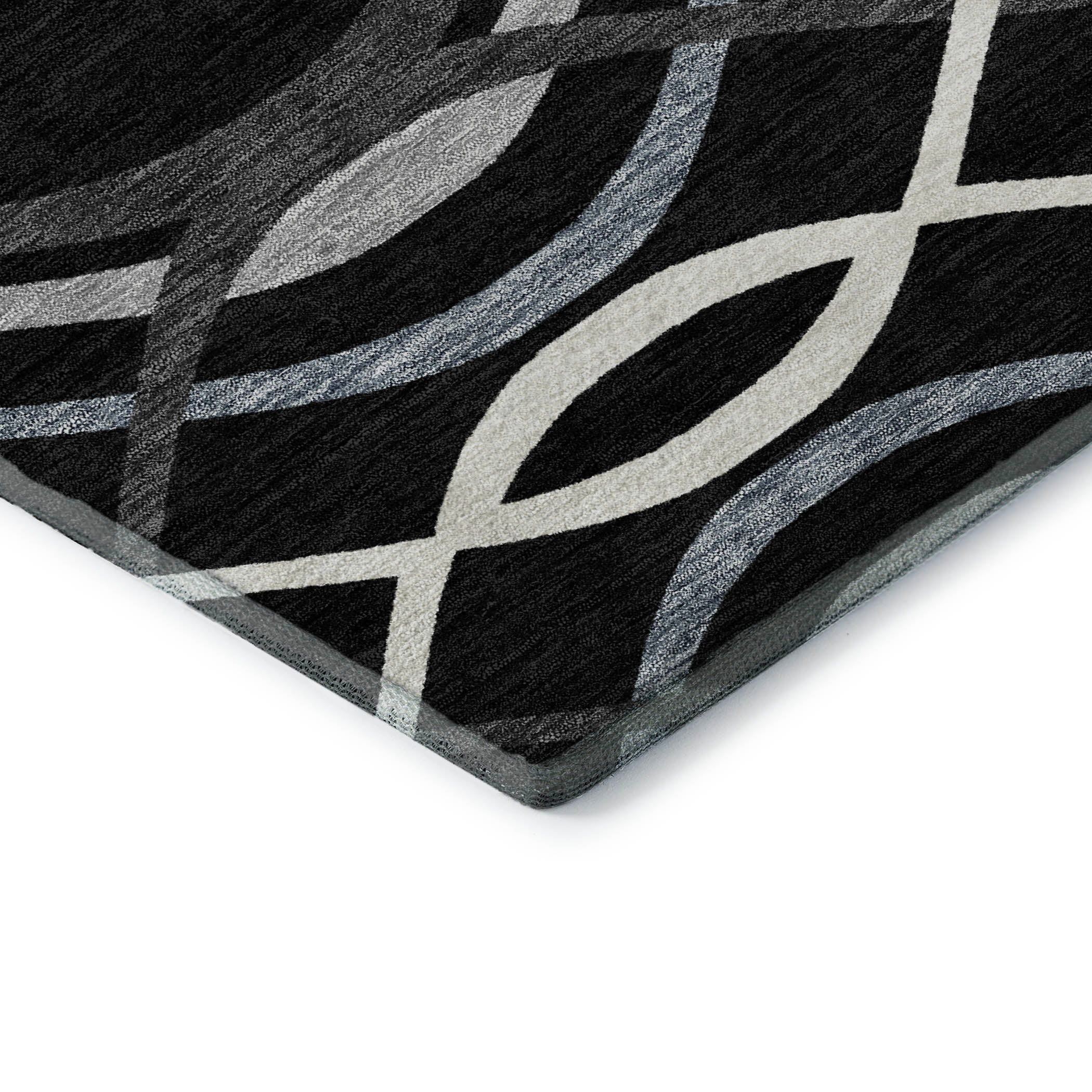 Dublin Machine Washable Transitional Black Rug 1'8" x 2'6" #shape_Rectangle