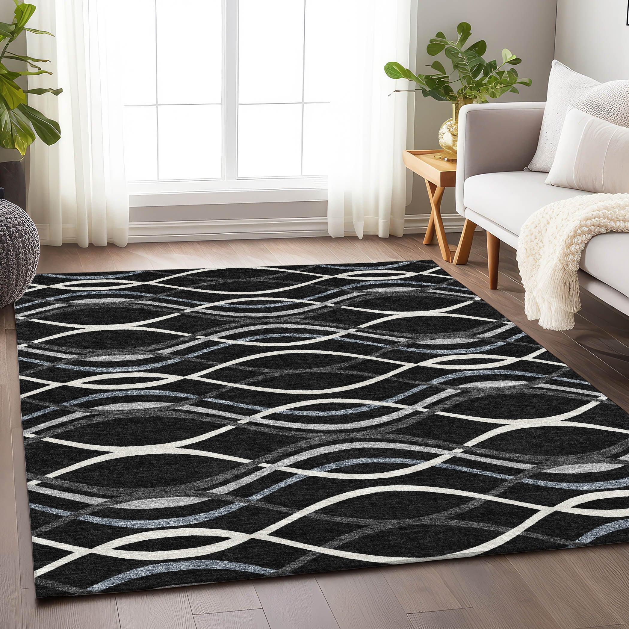 Dublin Machine Washable Transitional Black Rug 2'6" x 3'10" #shape_Rectangle