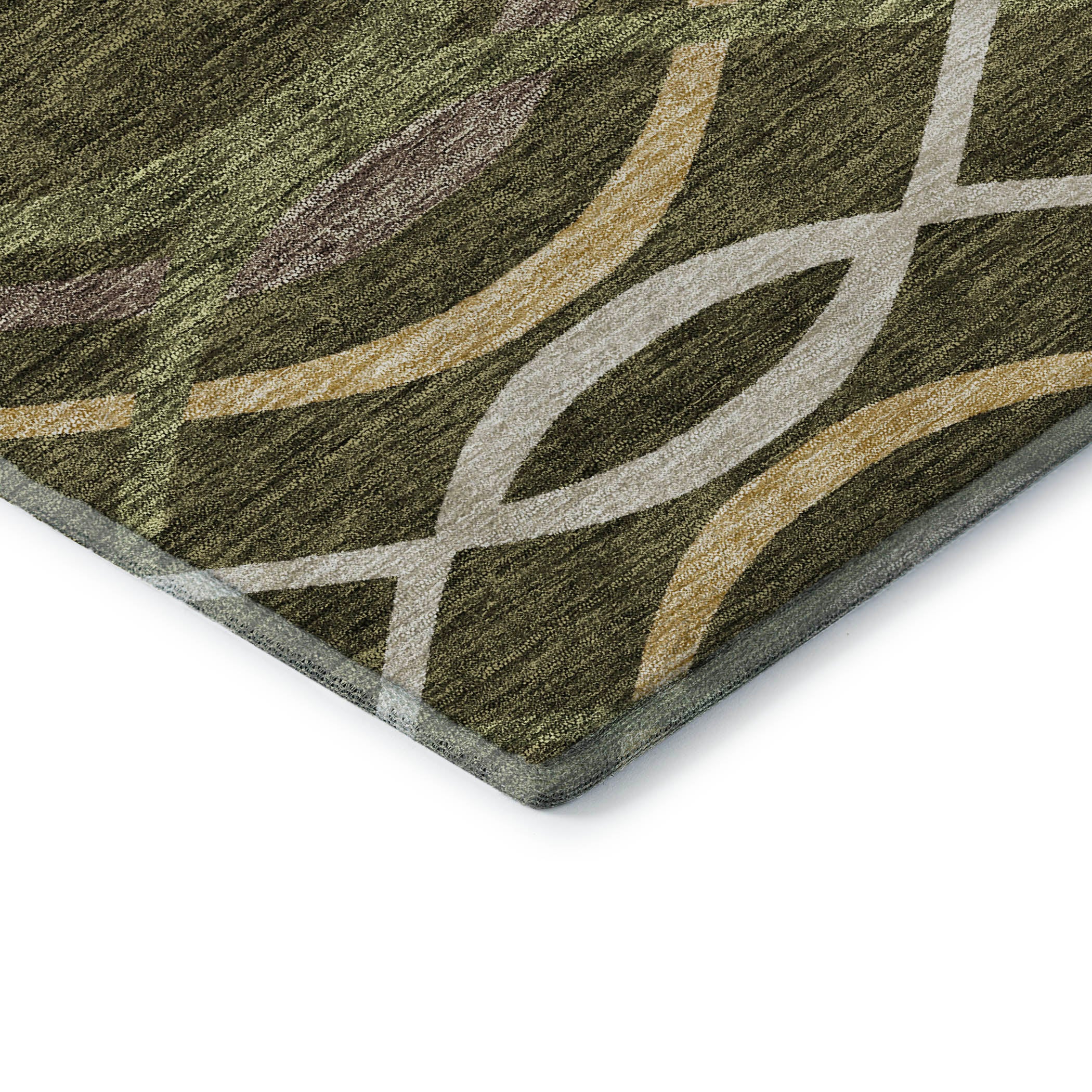 Dublin Machine Washable Transitional Olive Green Rug 1'8" x 2'6" #shape_Rectangle