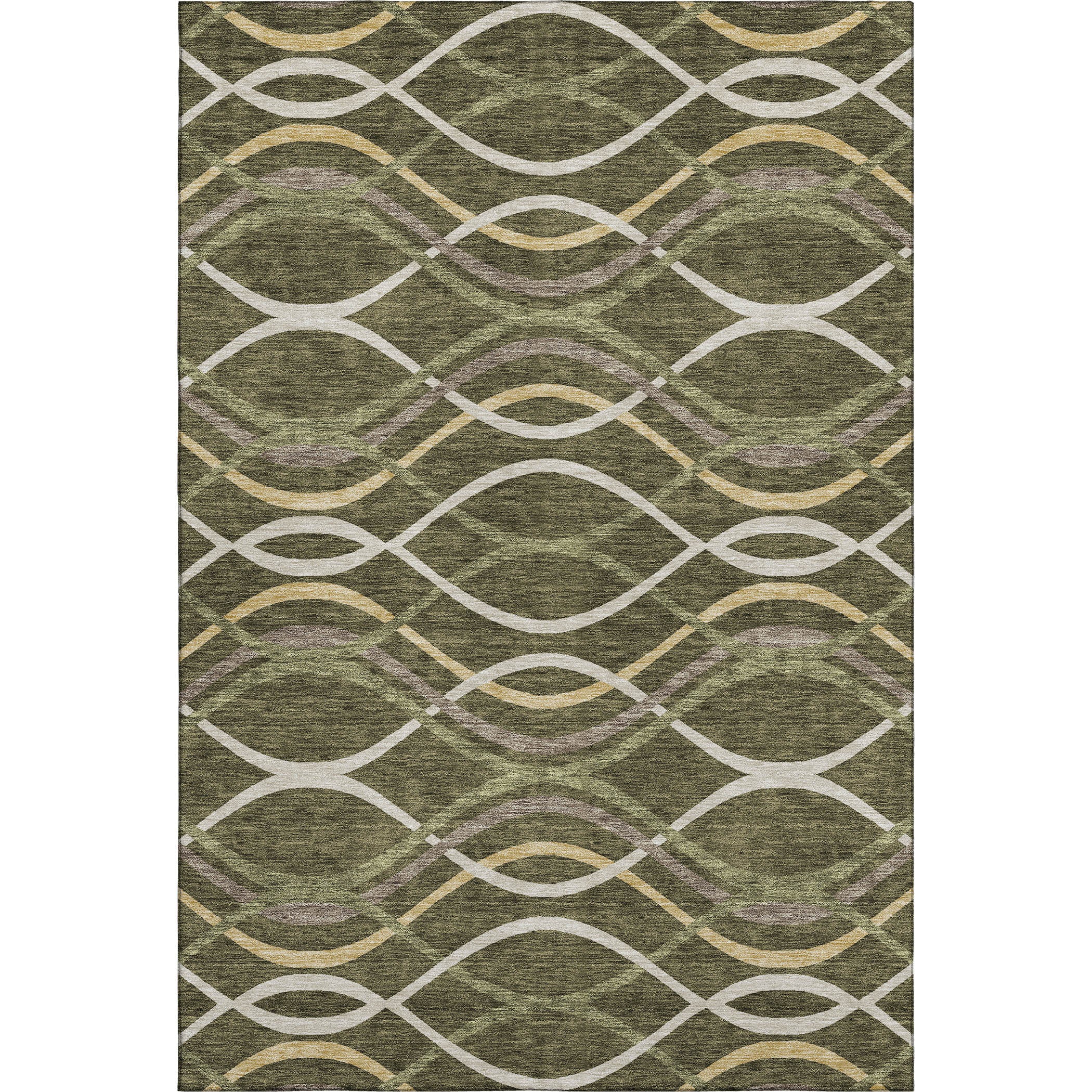 Dublin Machine Washable Transitional Olive Green Rug 2'6" x 3'10" #shape_Rectangle