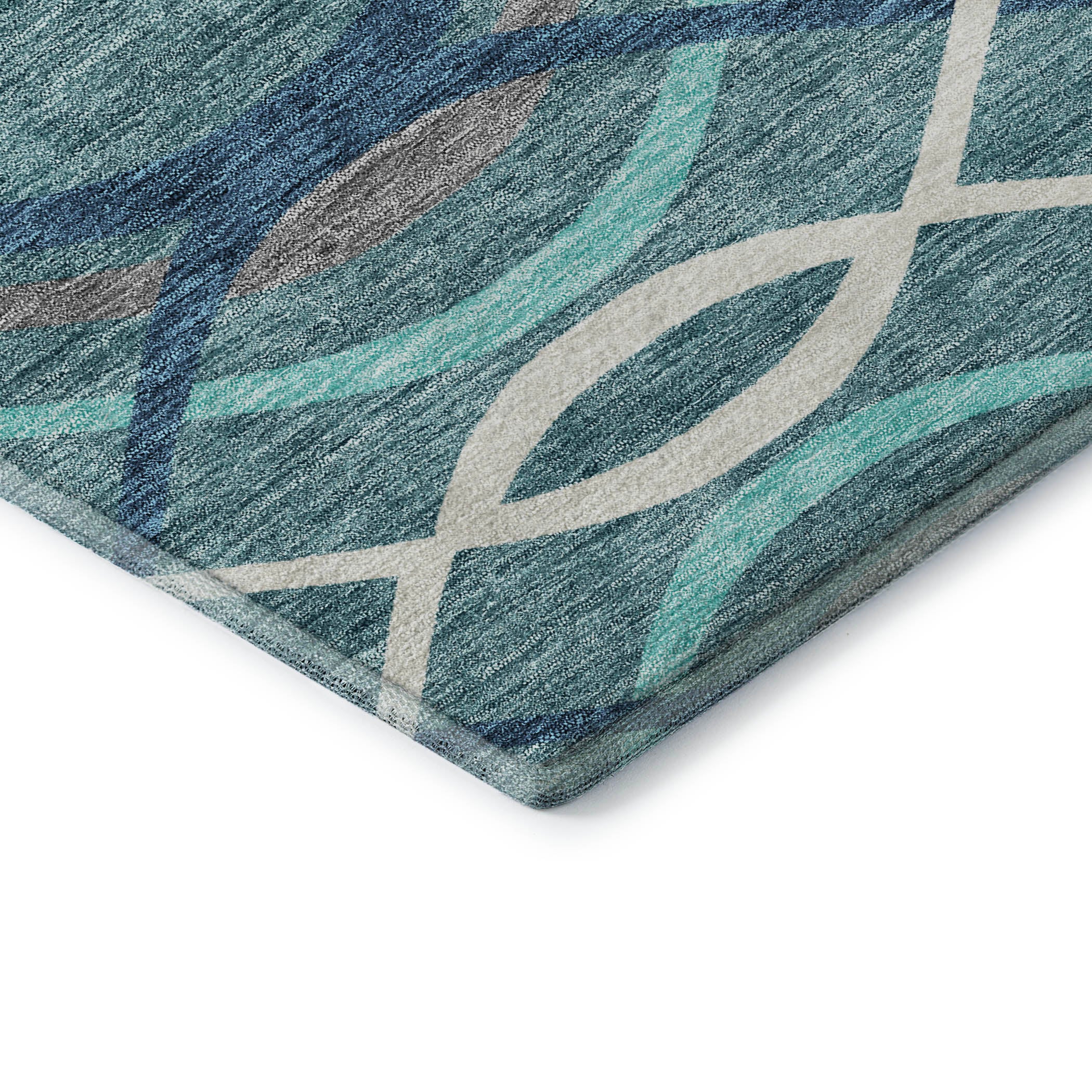 Dublin Machine Washable Transitional Teal Rug 1'8" x 2'6" #shape_Rectangle