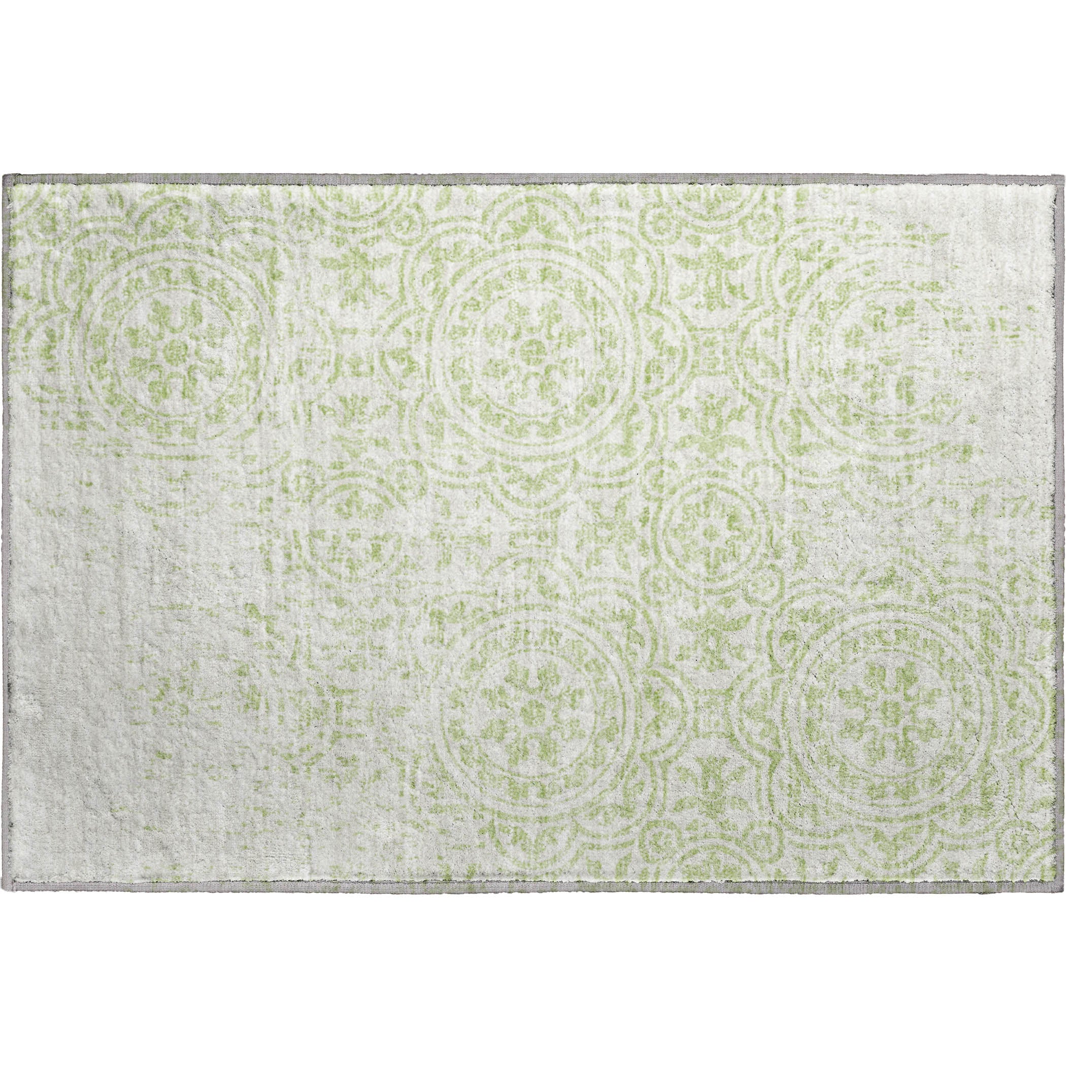 Kathmandu Machine Washable Transitional Aloe Green Rug 1'8" x 2'6" #shape_Rectangle