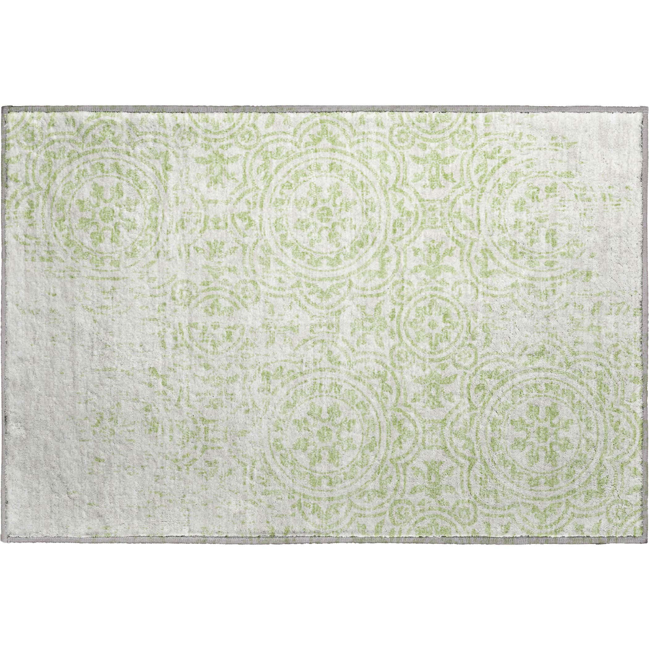 Kathmandu Machine Washable Transitional Aloe Green Rug 1'8" x 2'6" #shape_Rectangle