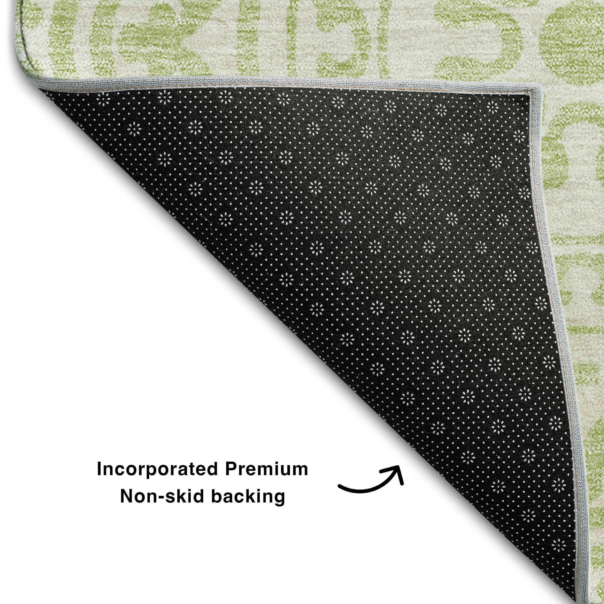 Kathmandu Machine Washable Transitional Aloe Green Rug 1'8" x 2'6" #shape_Rectangle