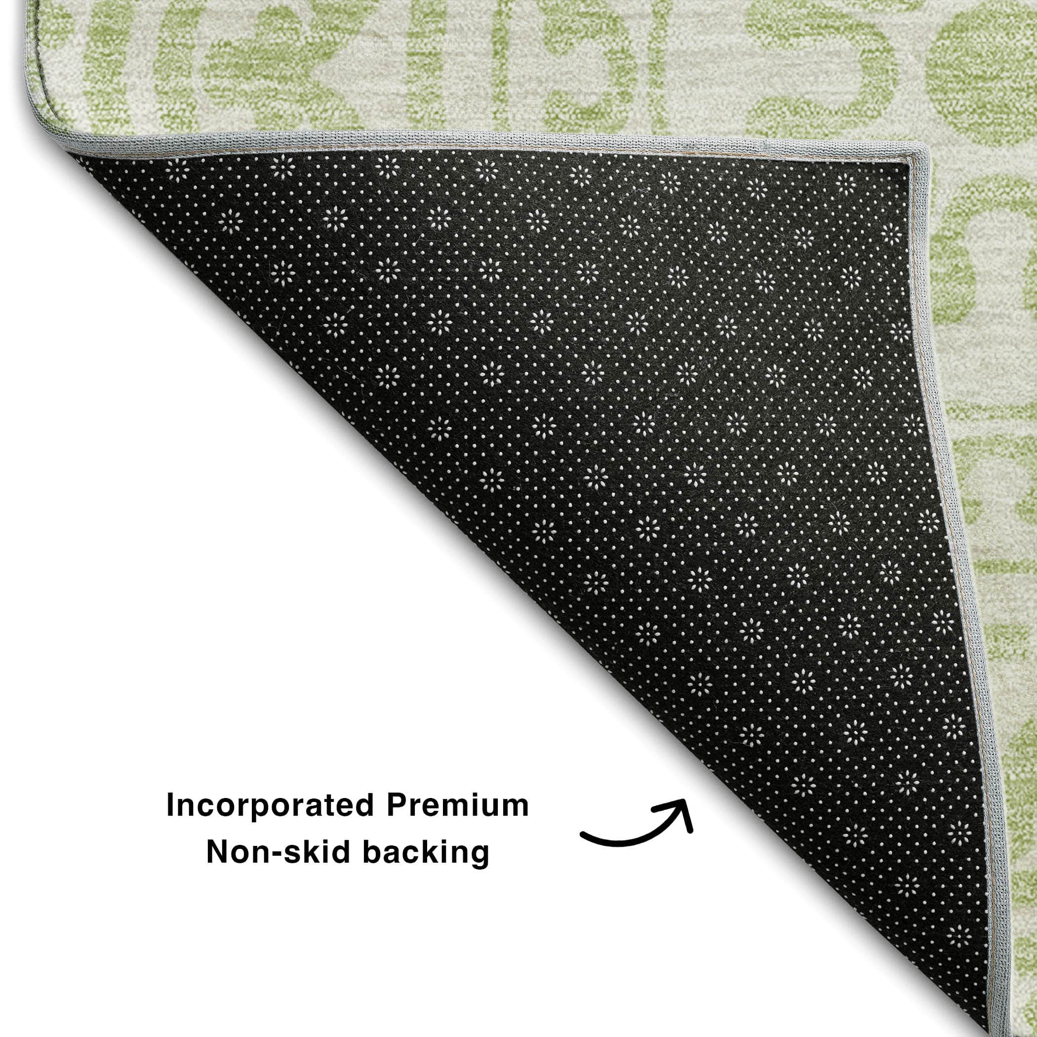 Kathmandu Machine Washable Transitional Aloe Green Rug 1'8" x 2'6" #shape_Rectangle