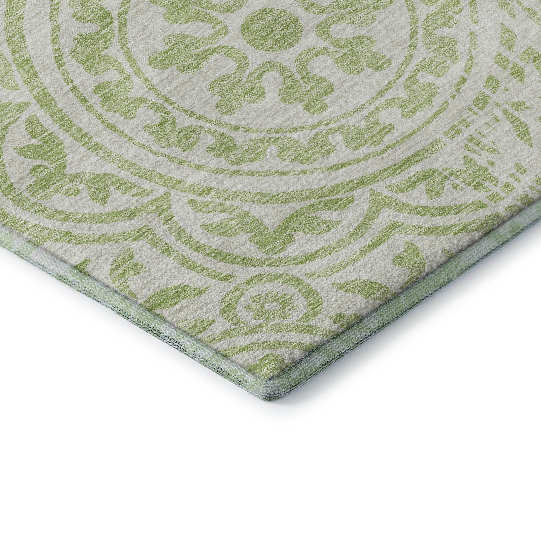 Kathmandu Machine Washable Transitional Aloe Green Rug 1'8" x 2'6" #shape_Rectangle