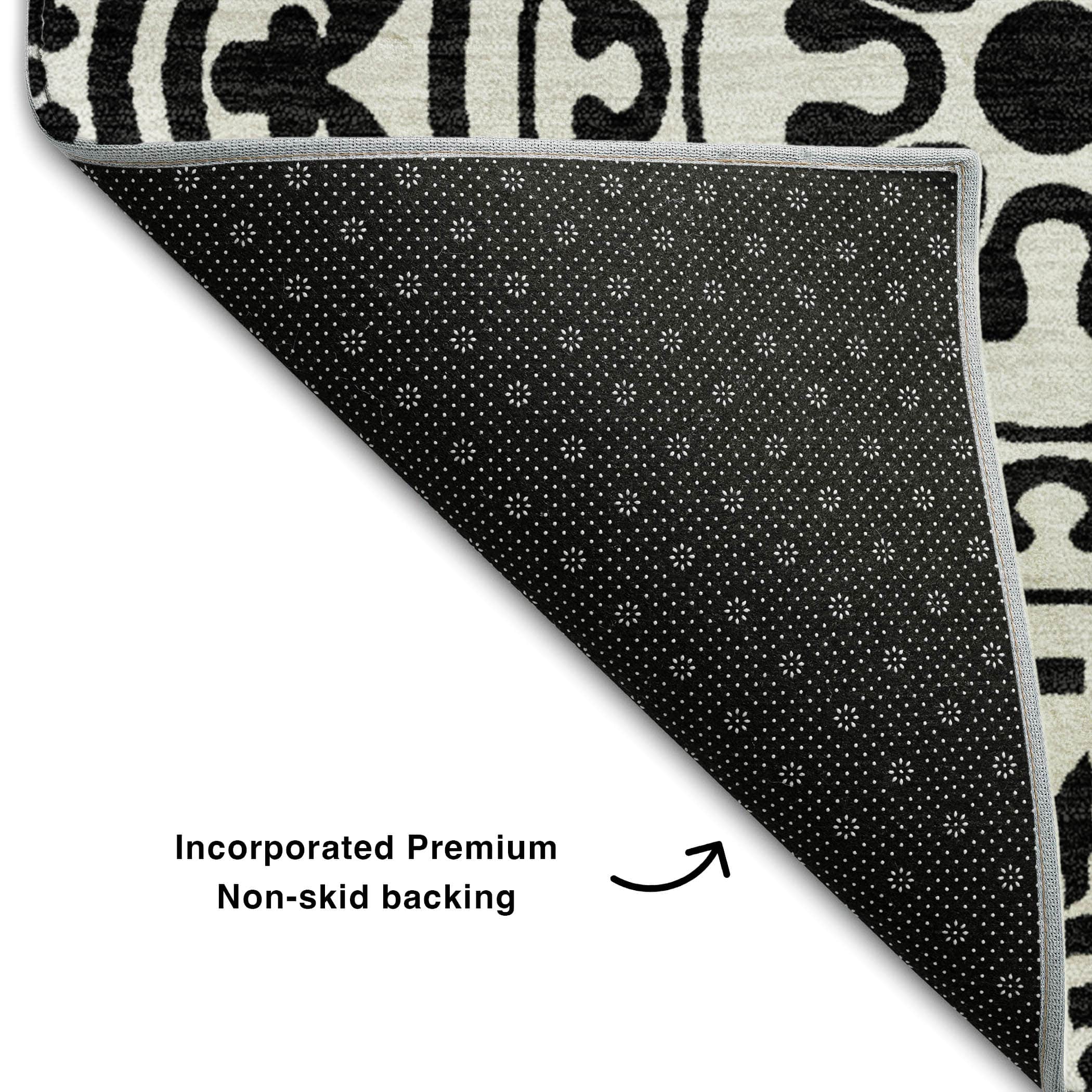 Kathmandu Machine Washable Transitional Black Rug 1'8" x 2'6" #shape_Rectangle