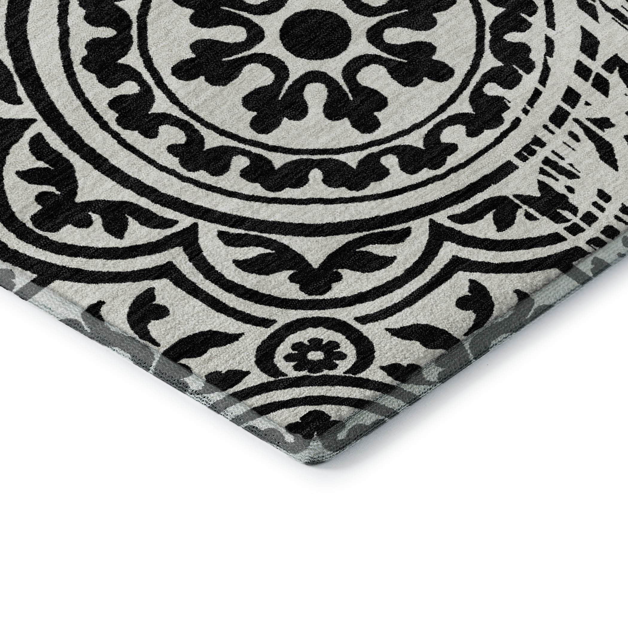 Kathmandu Machine Washable Transitional Black Rug 1'8" x 2'6" #shape_Rectangle