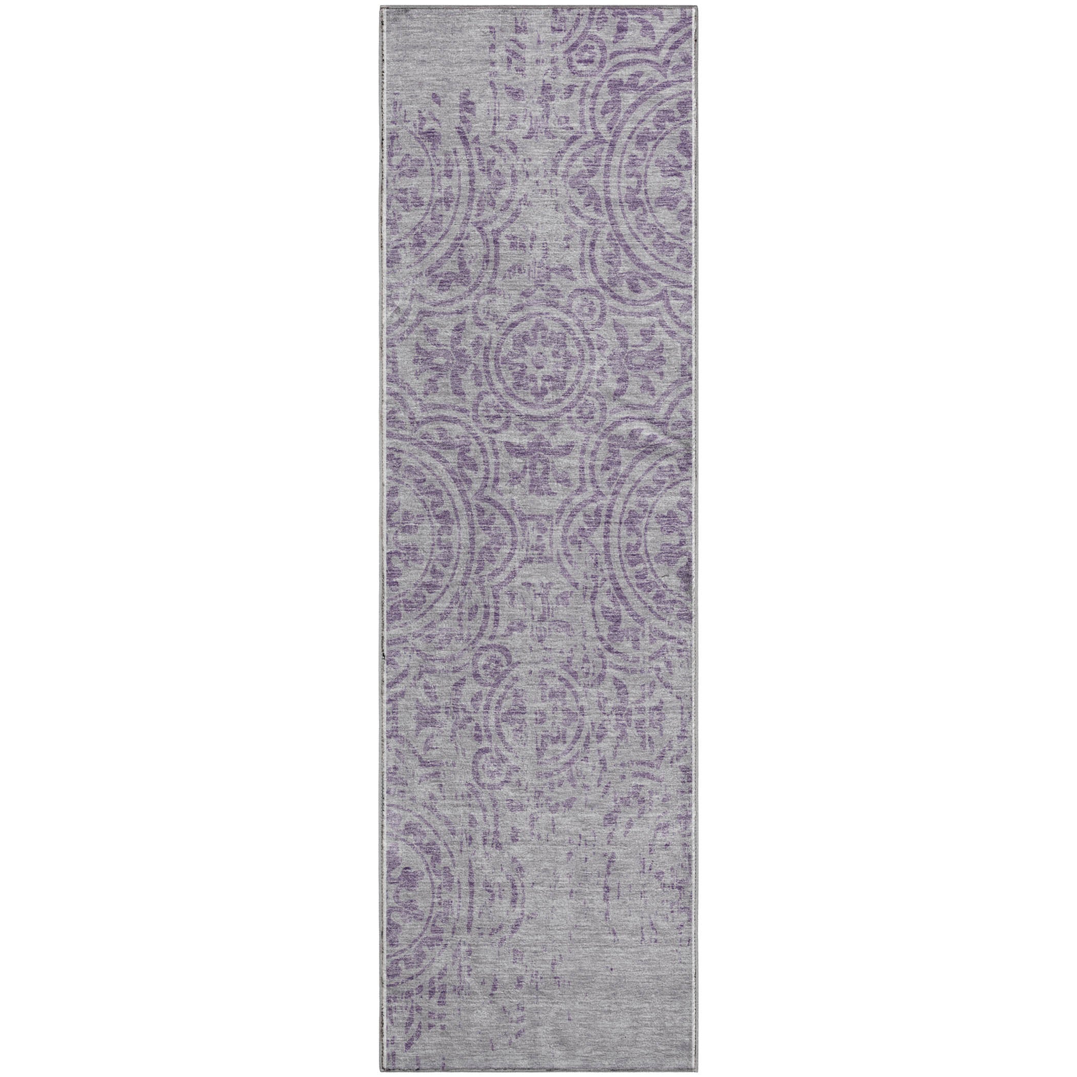 Kathmandu Machine Washable Transitional Lavender Purple Rug 2'3" x 7'6" #shape_Runner