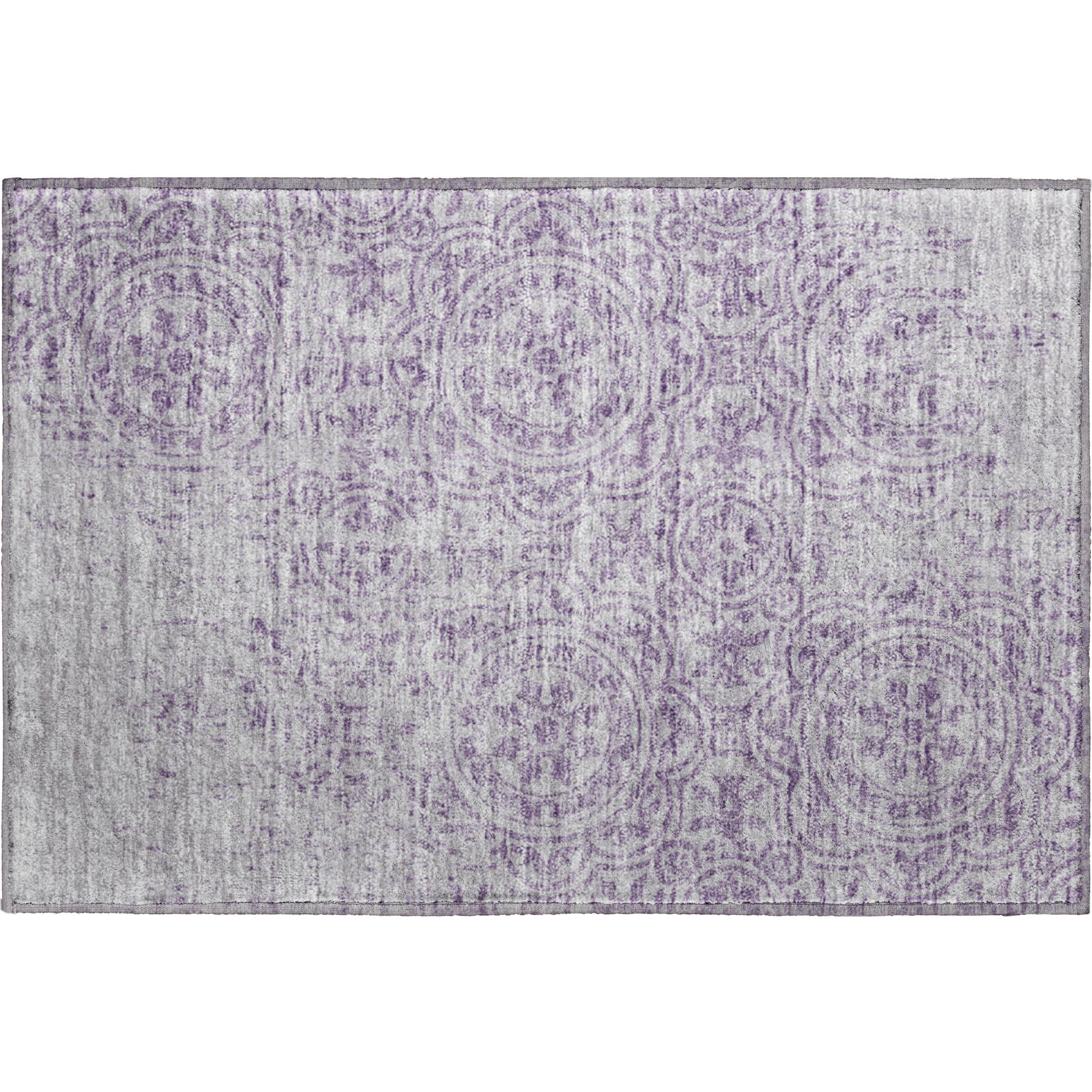 Kathmandu Machine Washable Transitional Lavender Purple Rug 1'8" x 2'6" #shape_Rectangle