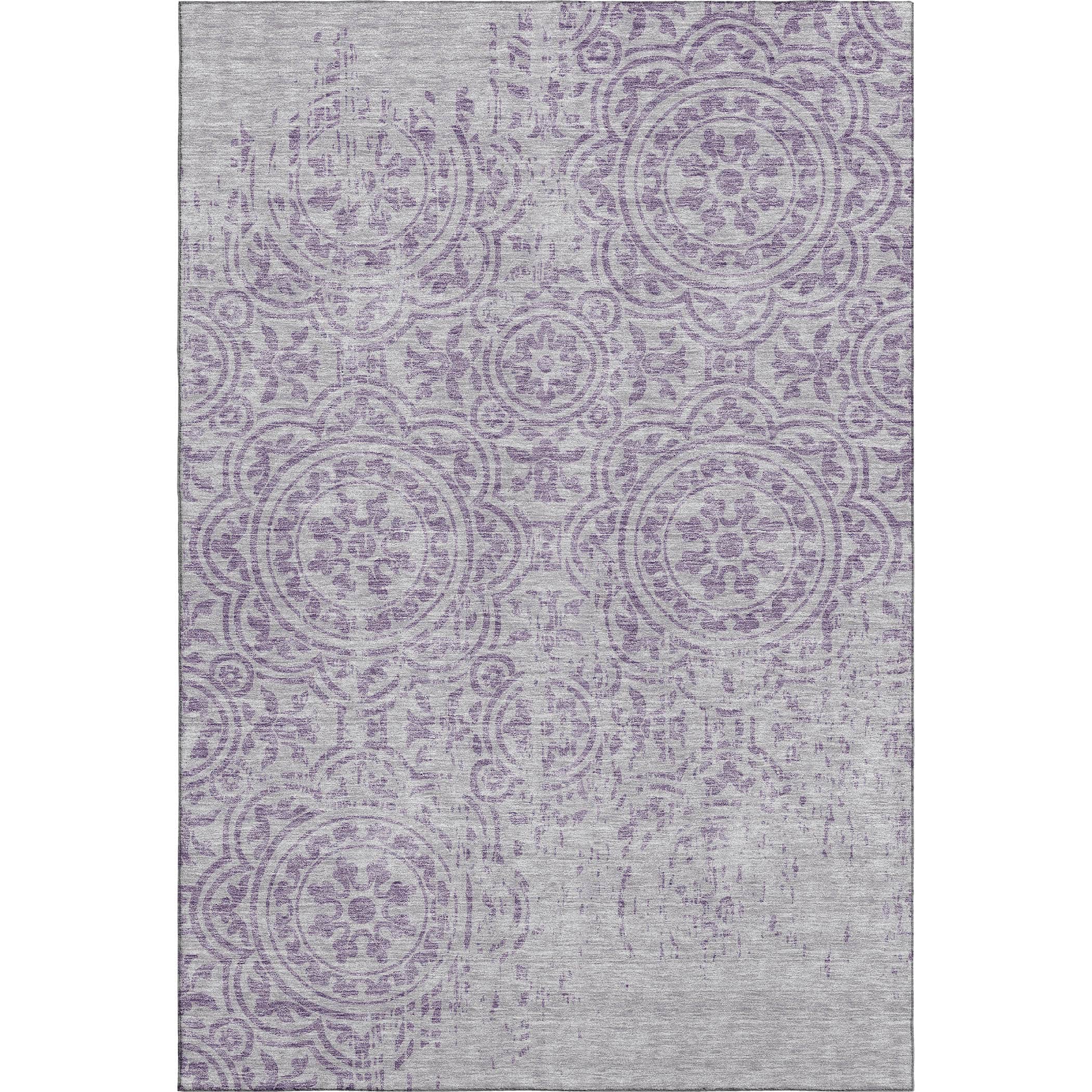 Kathmandu Machine Washable Transitional Lavender Purple Rug 2'6" x 3'10" #shape_Rectangle
