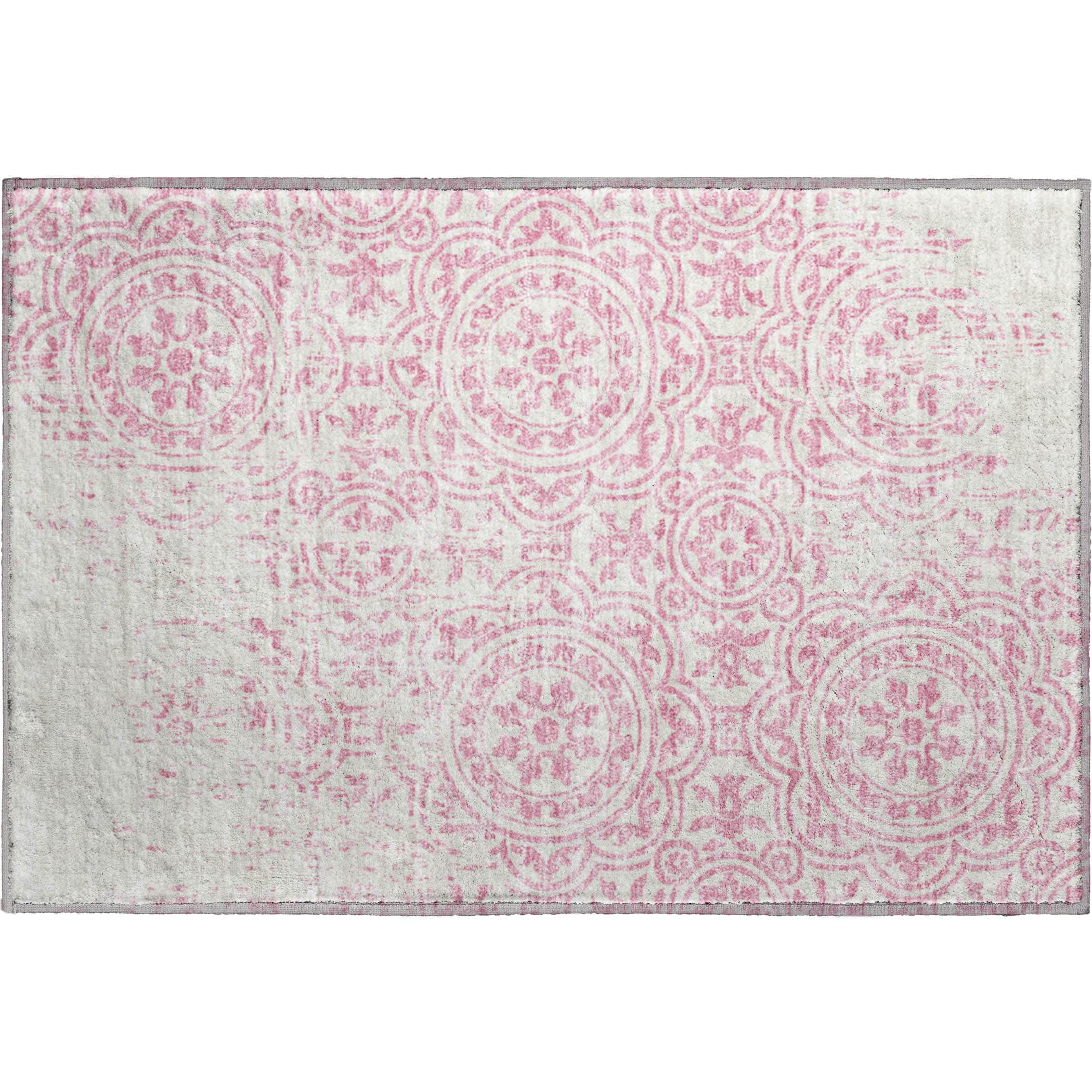 Kathmandu Machine Washable Transitional Pink Rug 1'8" x 2'6" #shape_Rectangle