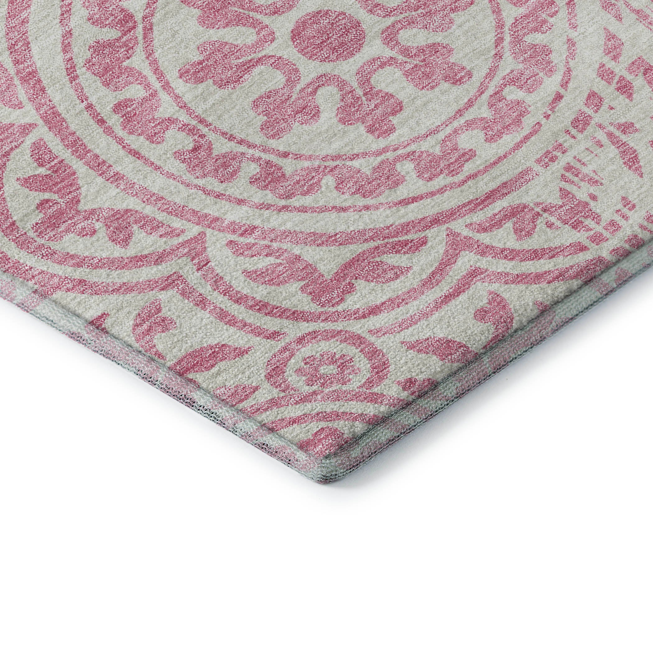 Kathmandu Machine Washable Transitional Pink Rug 1'8" x 2'6" #shape_Rectangle