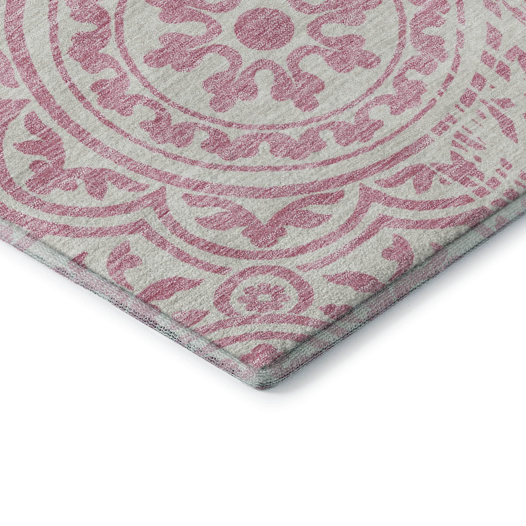 Kathmandu Machine Washable Transitional Pink Rug 1'8" x 2'6" #shape_Rectangle