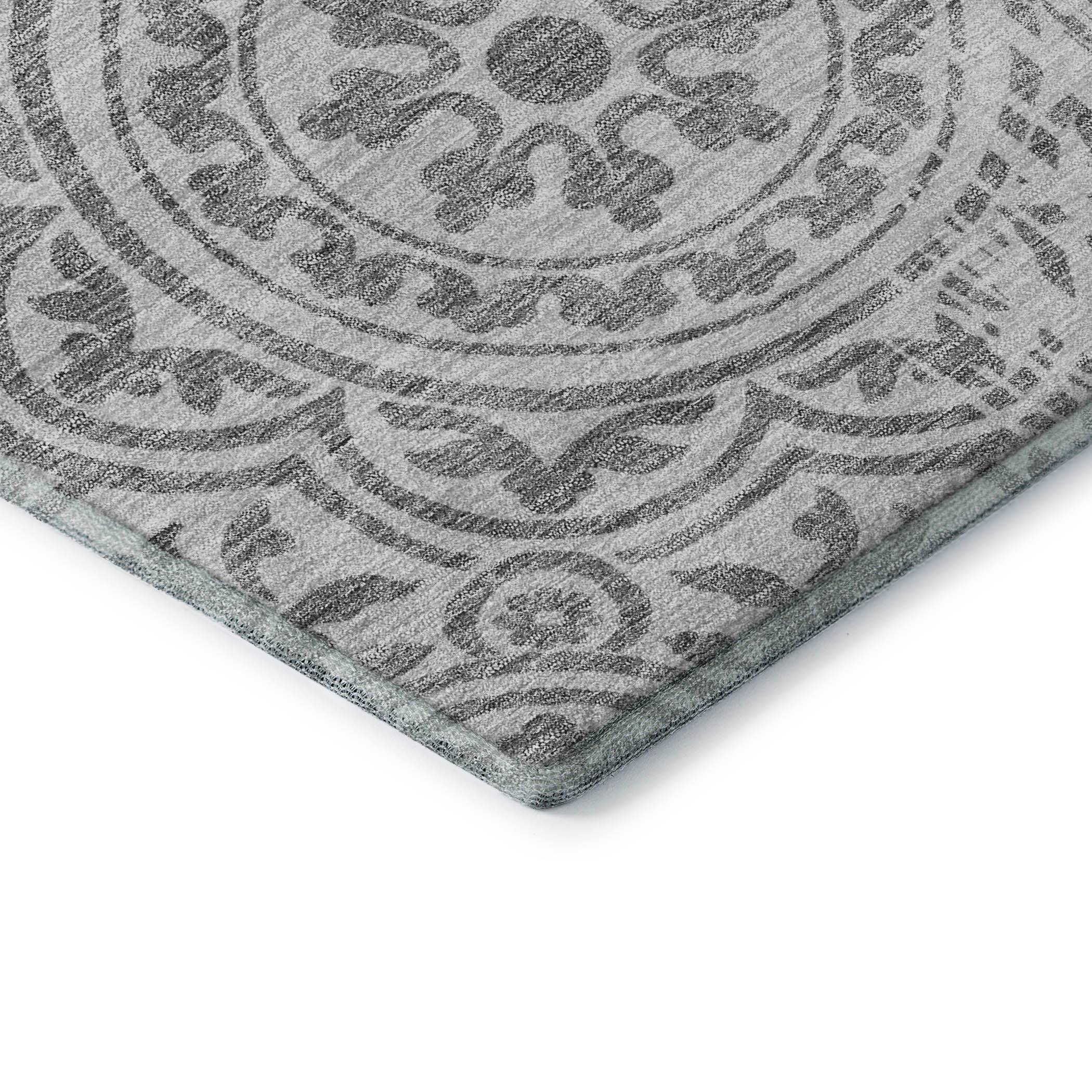 Kathmandu Machine Washable Transitional Silver Gray Rug 1'8" x 2'6" #shape_Rectangle