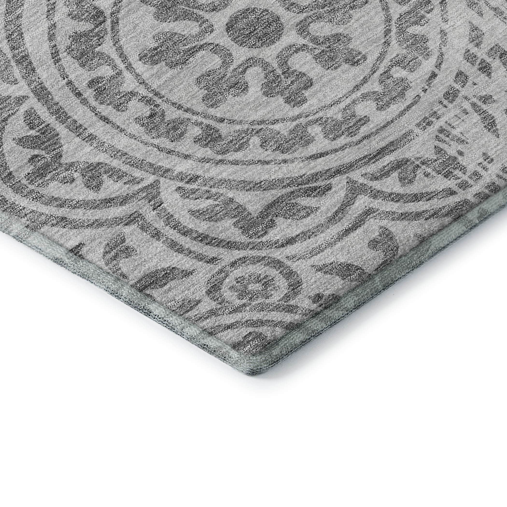 Kathmandu Machine Washable Transitional Silver Gray Rug 1'8" x 2'6" #shape_Rectangle