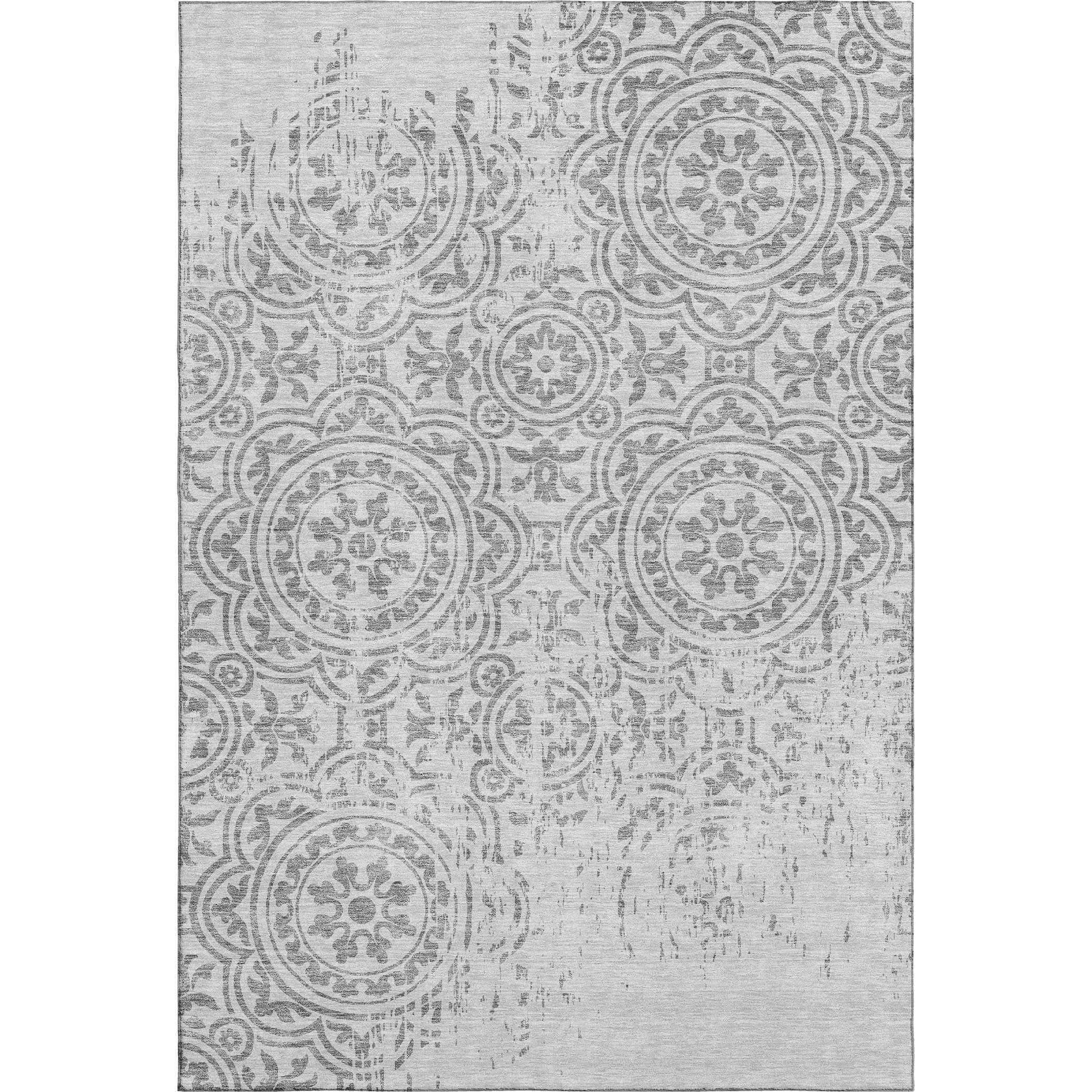 Kathmandu Machine Washable Transitional Silver Gray Rug 2'6" x 3'10" #shape_Rectangle