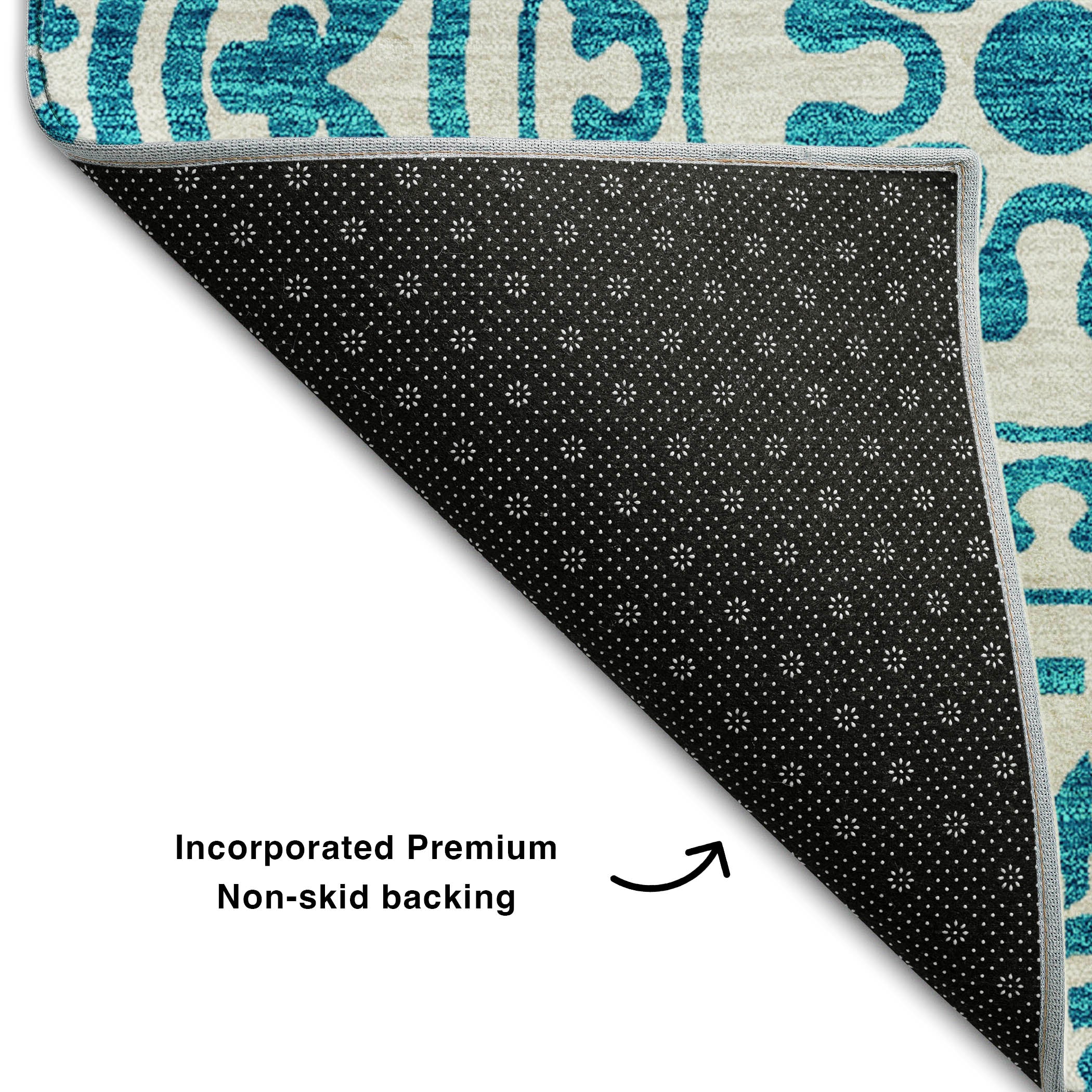 Kathmandu Machine Washable Transitional Teal Rug 1'8" x 2'6" #shape_Rectangle