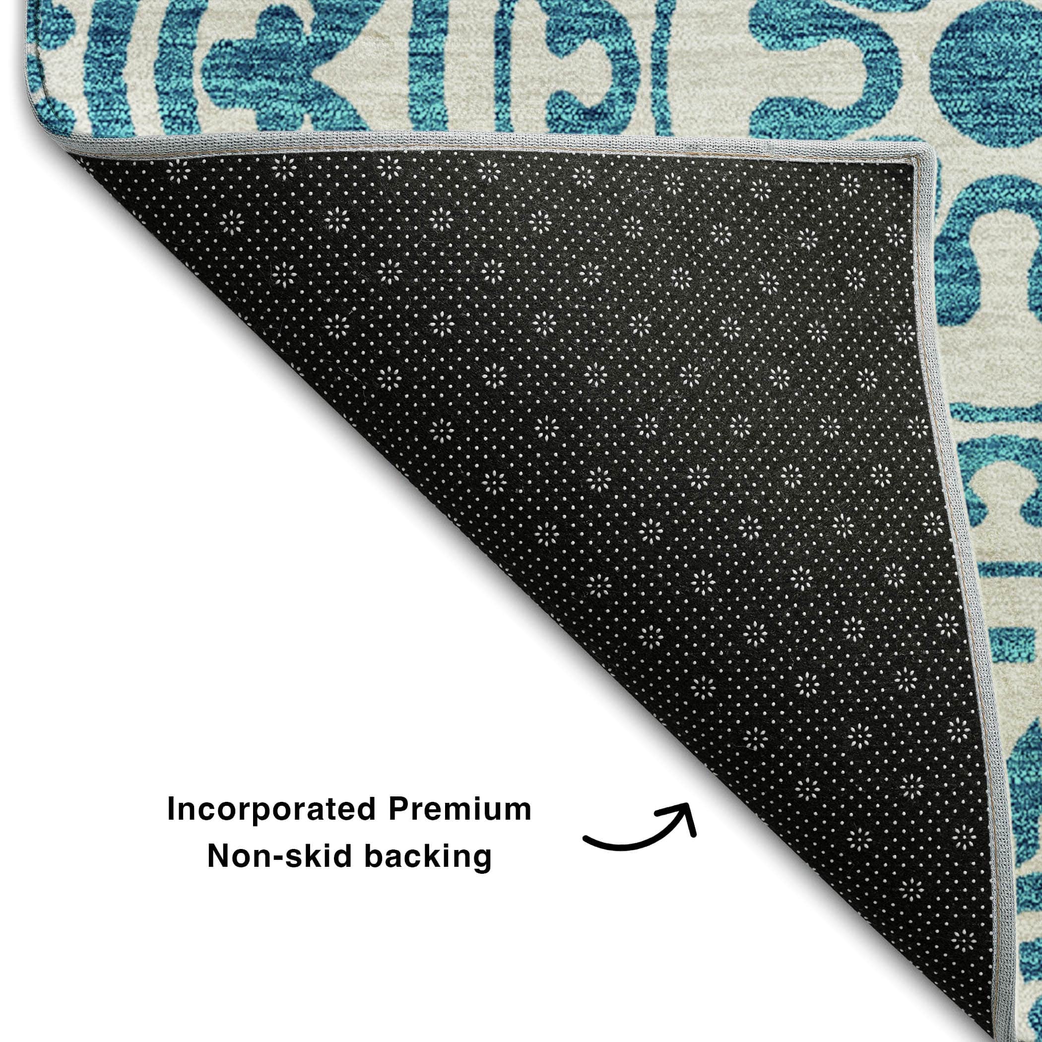 Kathmandu Machine Washable Transitional Teal Rug 1'8" x 2'6" #shape_Rectangle