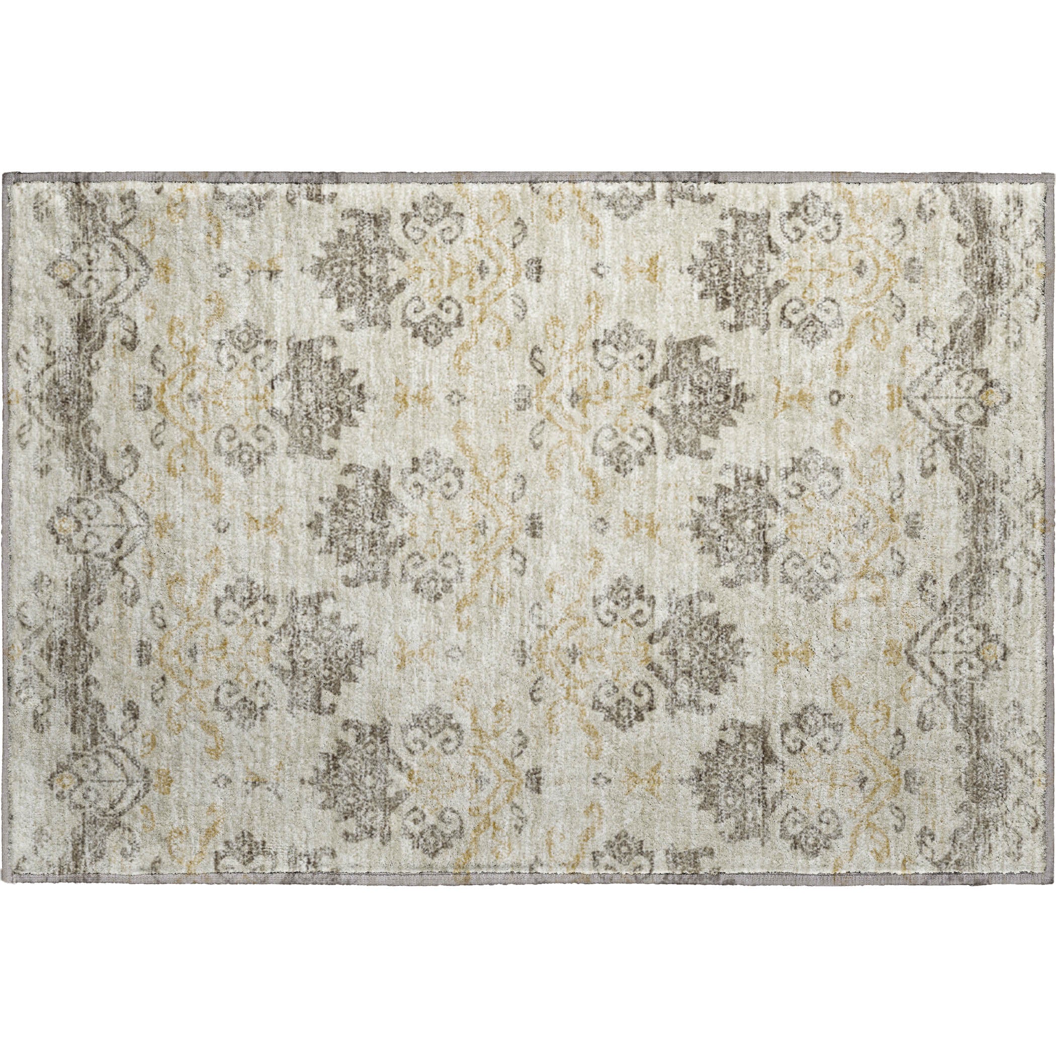Sarajevo Machine Washable Transitional Beige Brown Rug 1'8" x 2'6" #shape_Rectangle