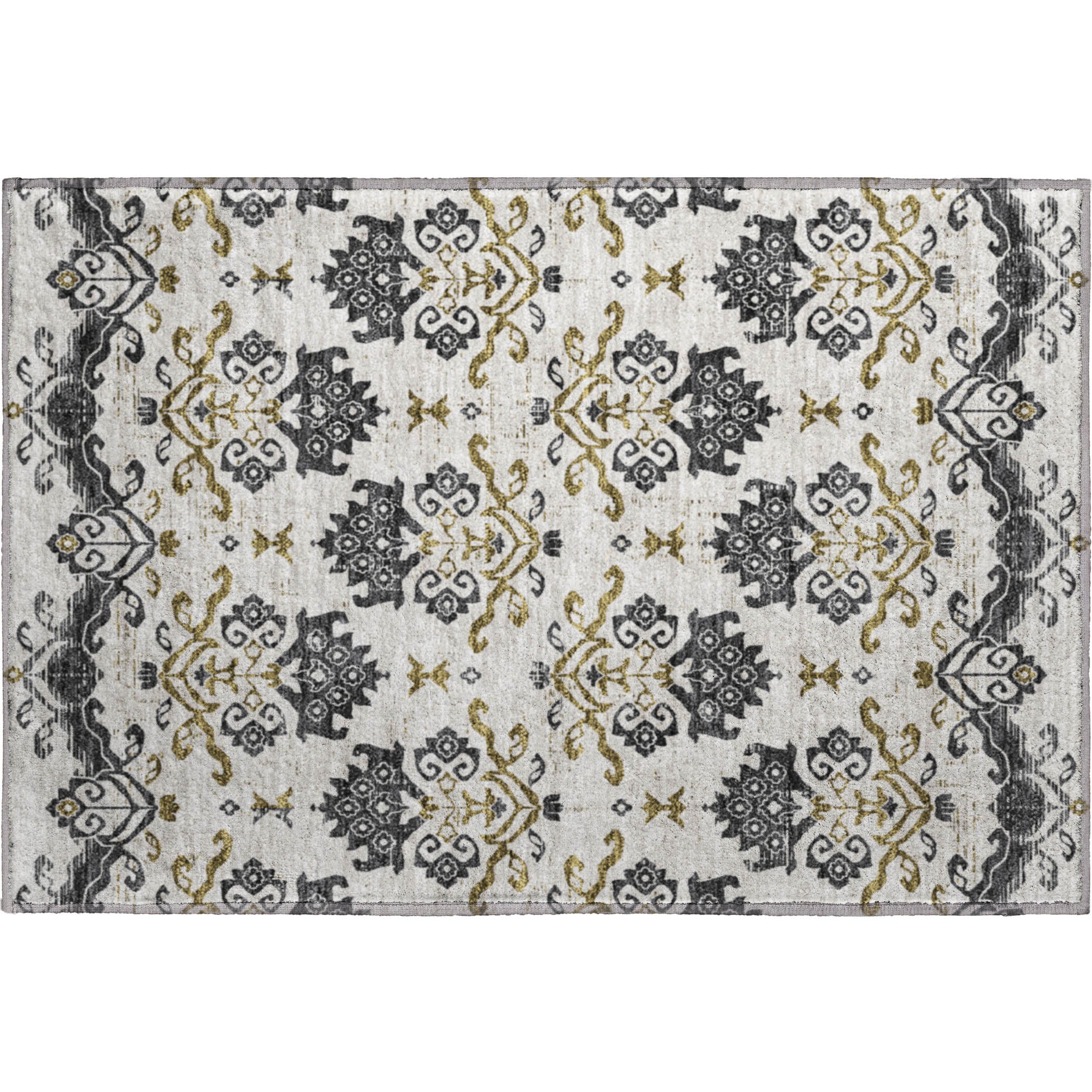 Sarajevo Machine Washable Transitional Black Rug 1'8" x 2'6" #shape_Rectangle